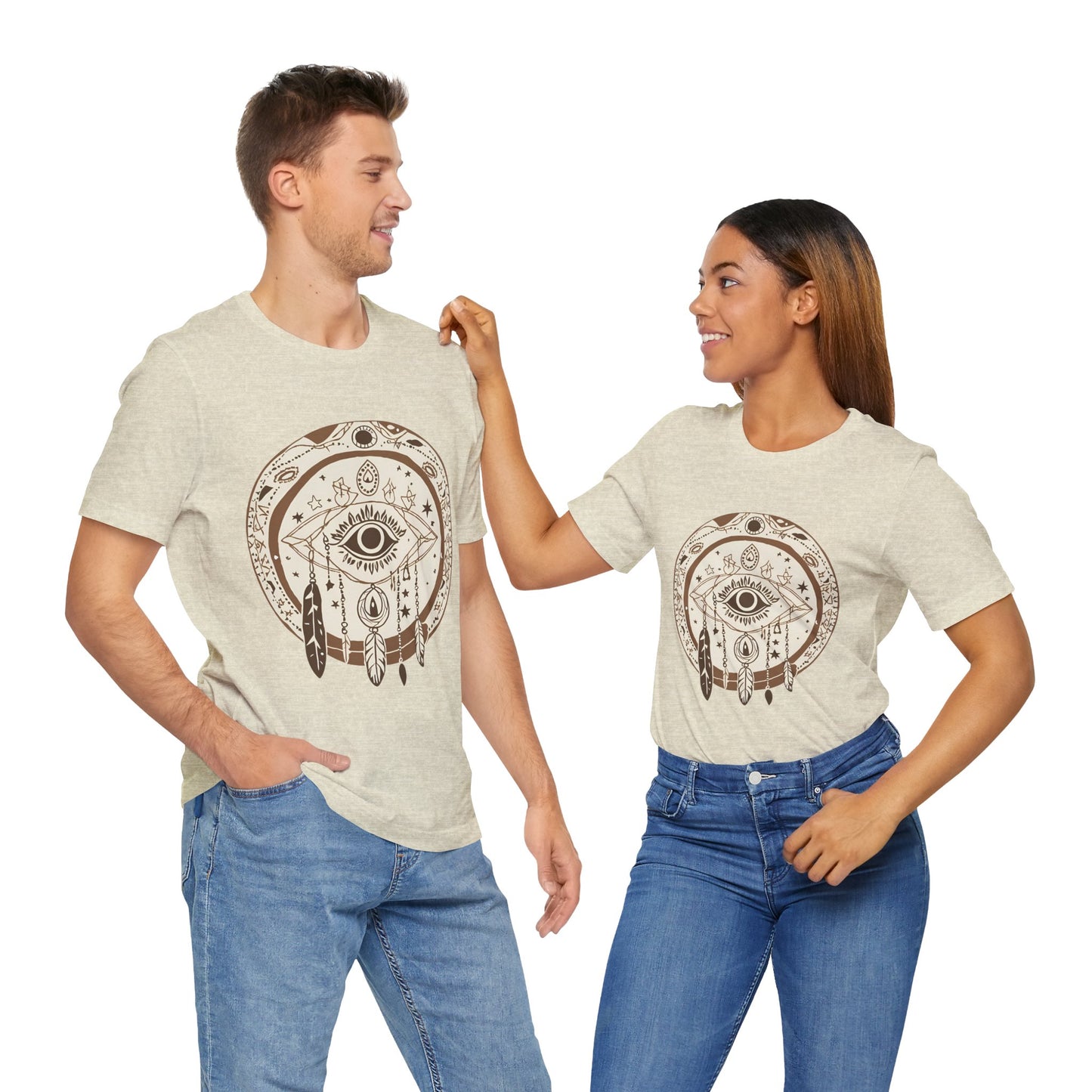 Bohemian Dreamcatcher Unisex Tee - Relaxed Graphic Short Sleeve Shirt for Festival Lovers