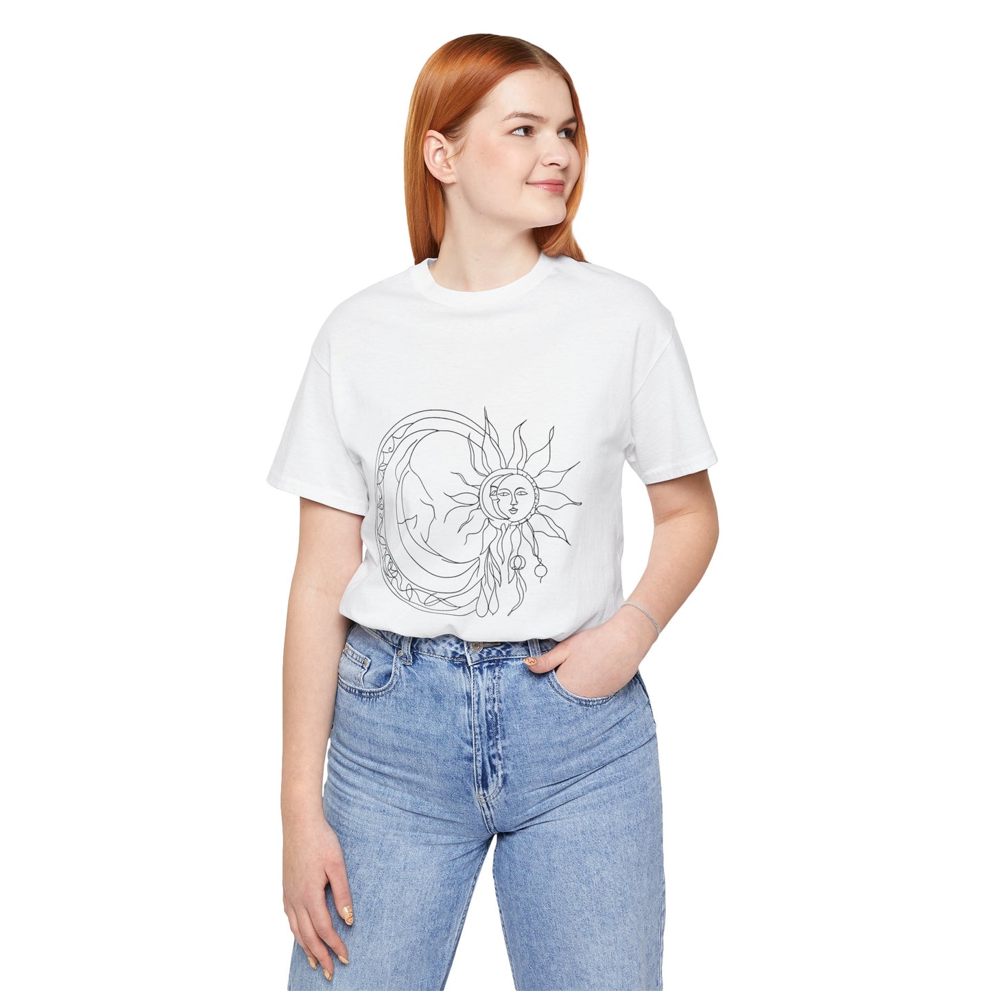 Sun and Moon Graphic Tee - Boho Unisex Jersey Short Sleeve Shirt