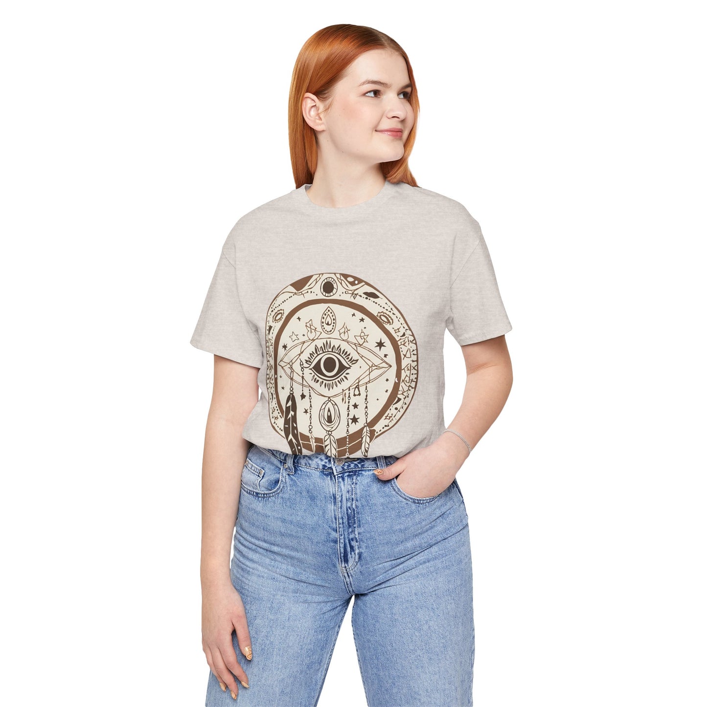 Bohemian Dreamcatcher Unisex Tee - Relaxed Graphic Short Sleeve Shirt for Festival Lovers