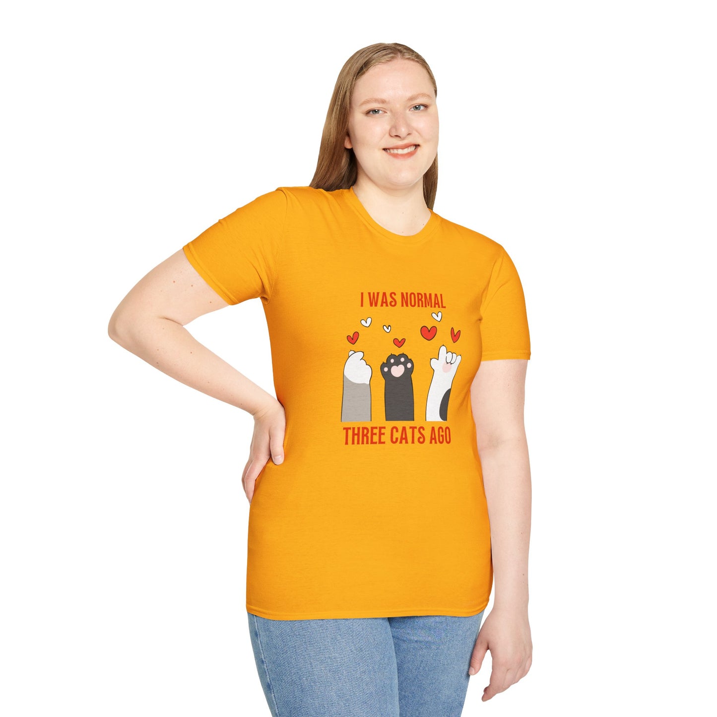 Funny Cat Lover T-Shirt - 'I Was Normal Three Cats Ago'