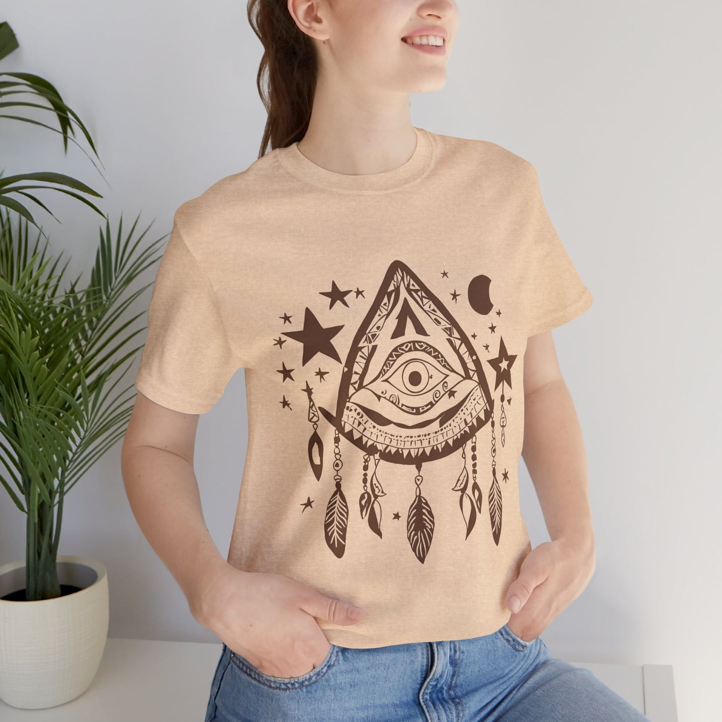 Mystical Boho Graphic Tee - Unisex Jersey Short Sleeve with Eye Design