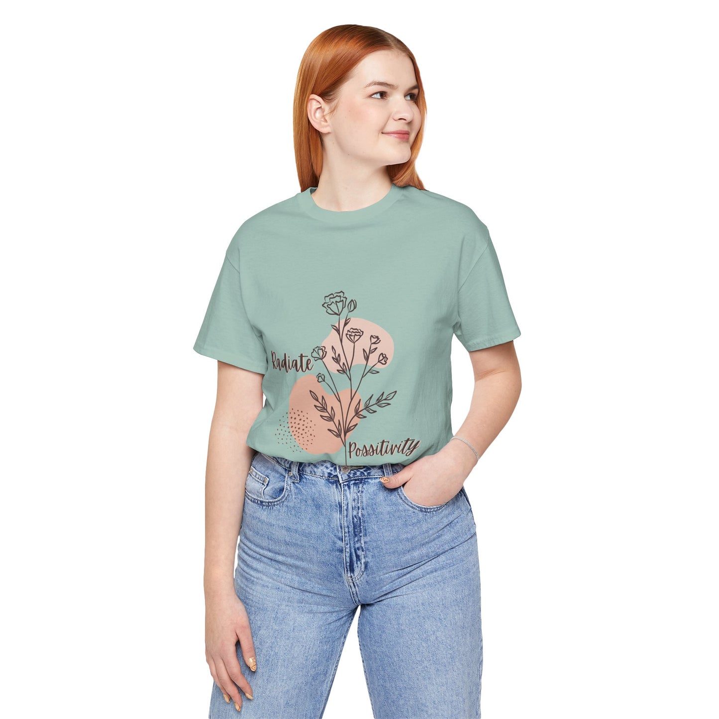 Radiate Positivity Unisex Jersey Tee - Inspirational Floral Shirt