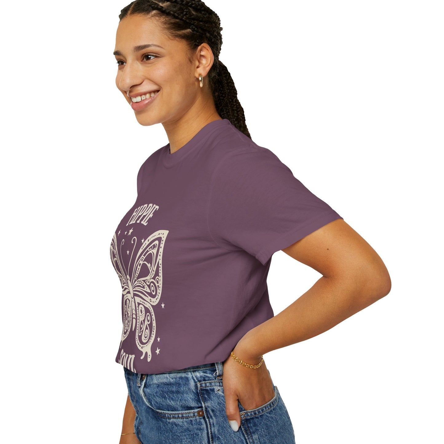 Hippie Soul Unisex Garment-Dyed T-Shirt - Bohemian Butterfly Design