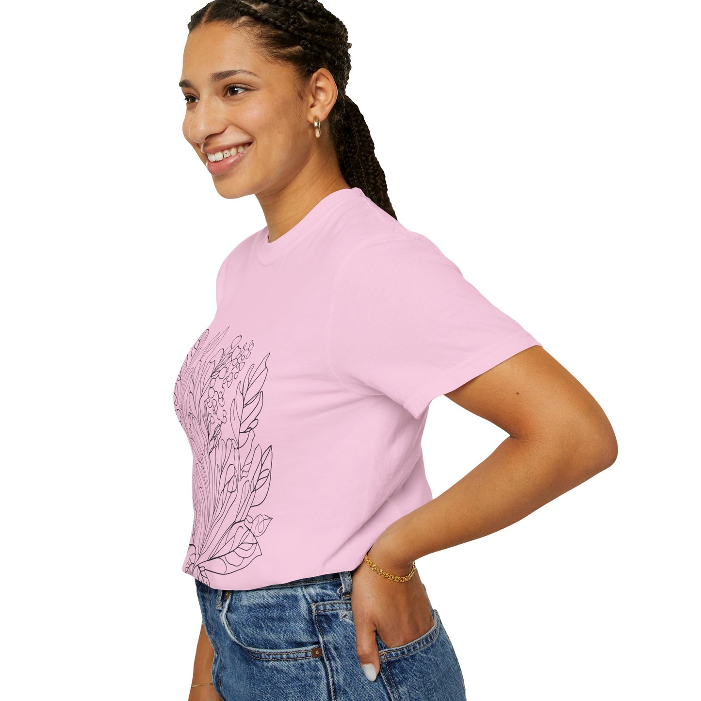 Botanical Line Art Unisex T-Shirt - Eco-Friendly Floral Design