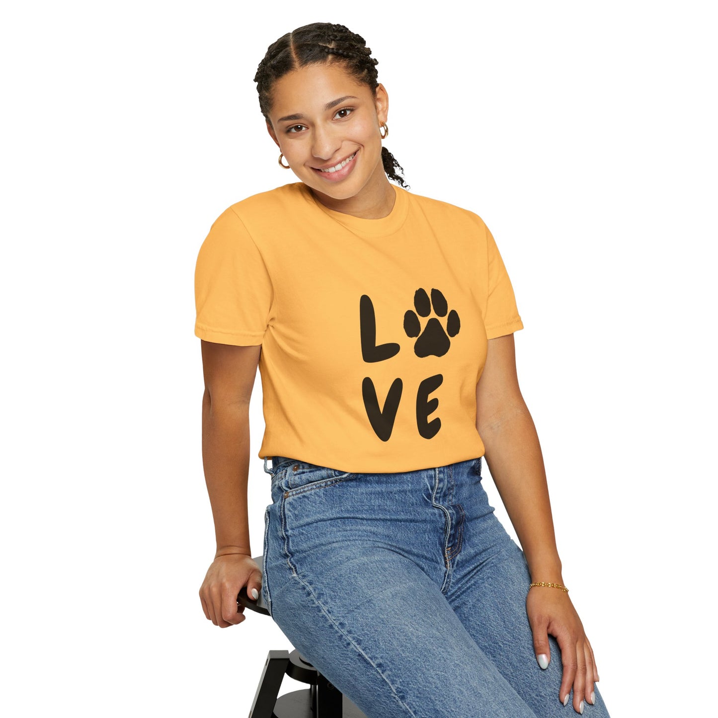 Love and Paw Unisex Garment-Dyed T-Shirt - Perfect for Dog Lovers