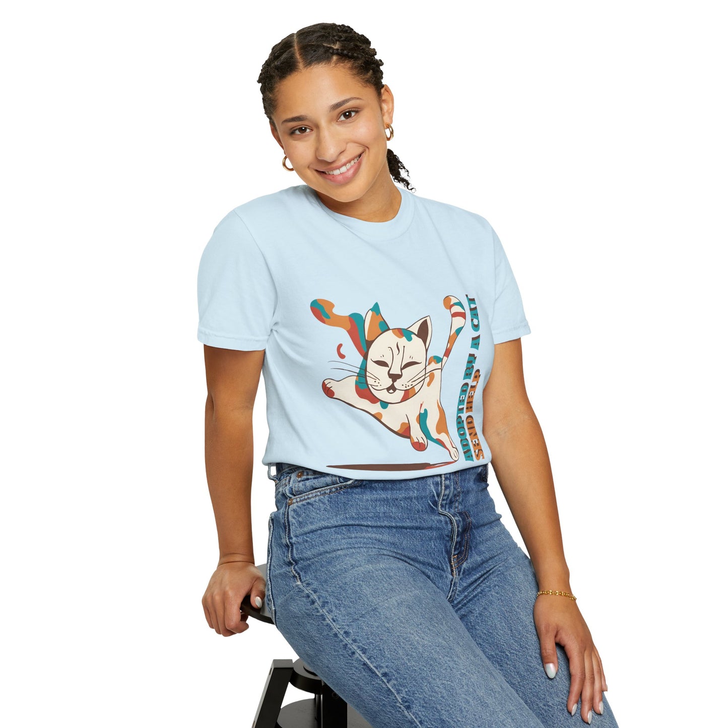 Adopted by a Cat Unisex Garment-Dyed T-Shirt - Cute Cat Lover Gift