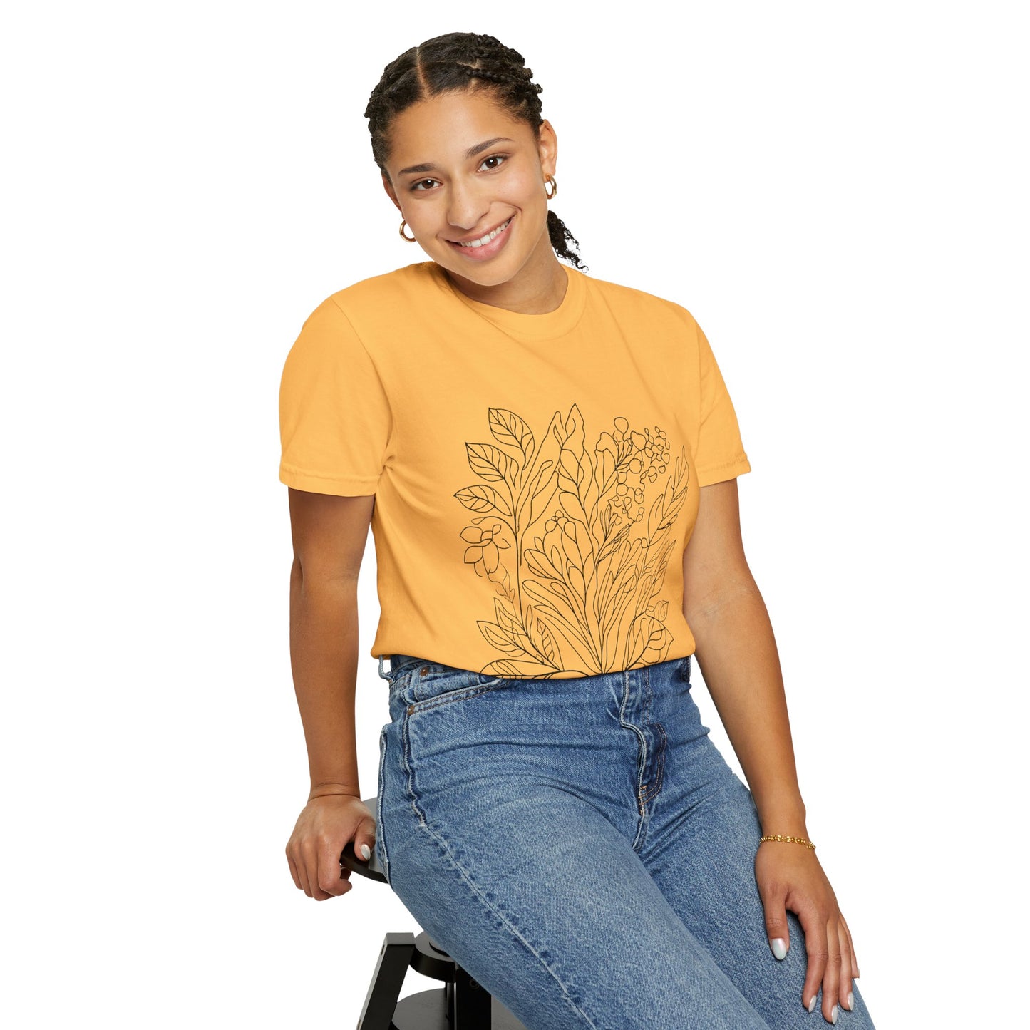 Botanical Line Art Unisex T-Shirt - Eco-Friendly Floral Design