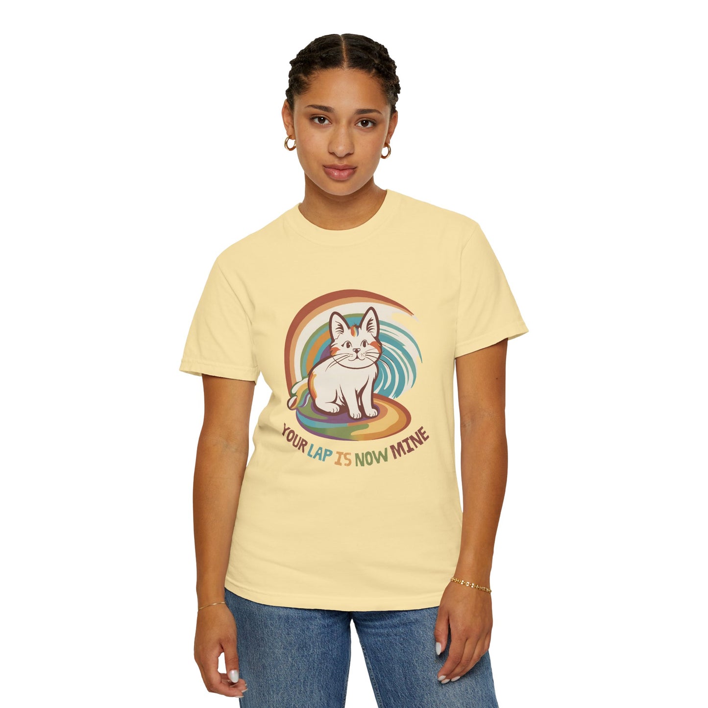 Cute Cat Lap Design Unisex T-Shirt – Perfect for Cat Lovers