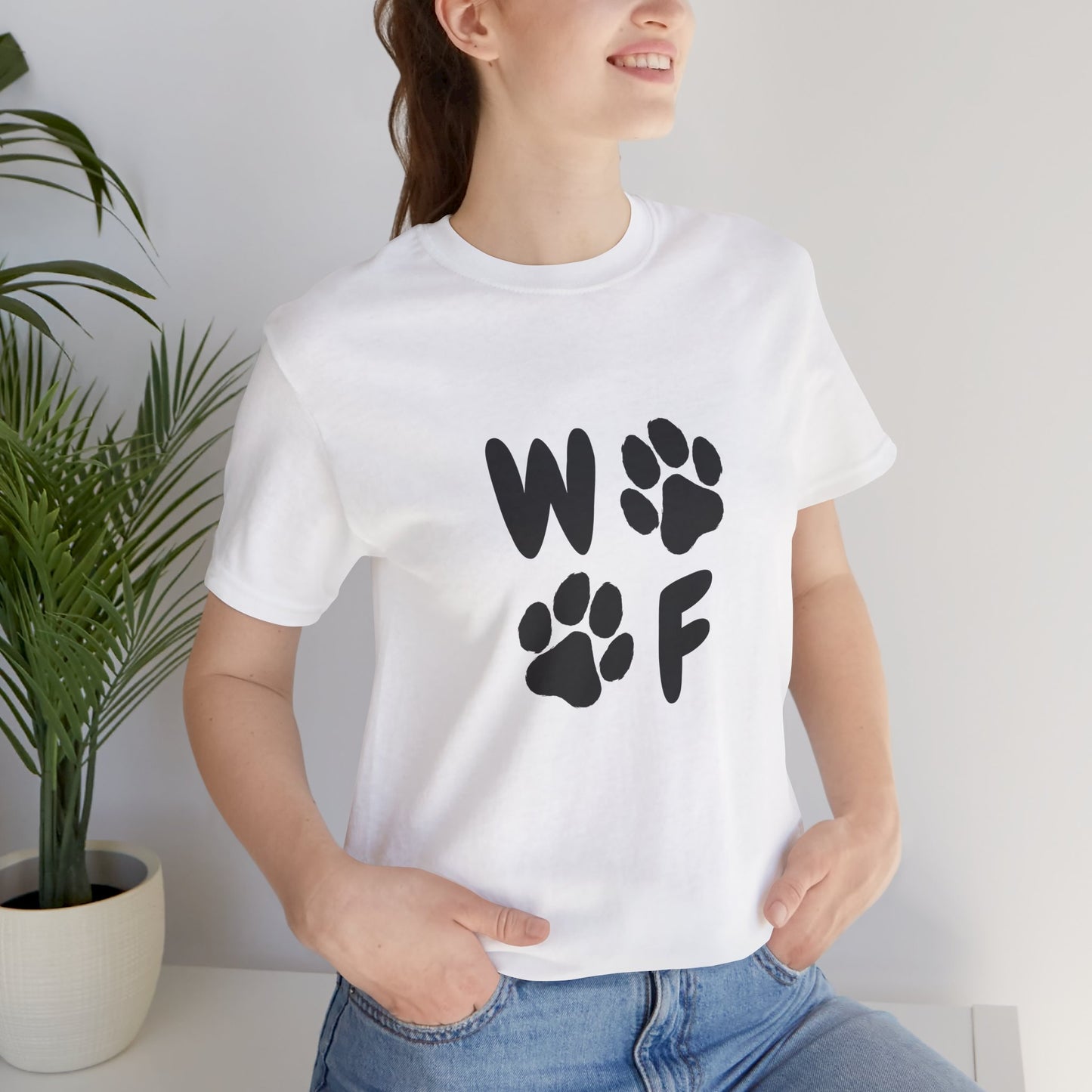 Unisex Dog Lovers Tee - 'WOOF' Graphic Short Sleeve Shirt