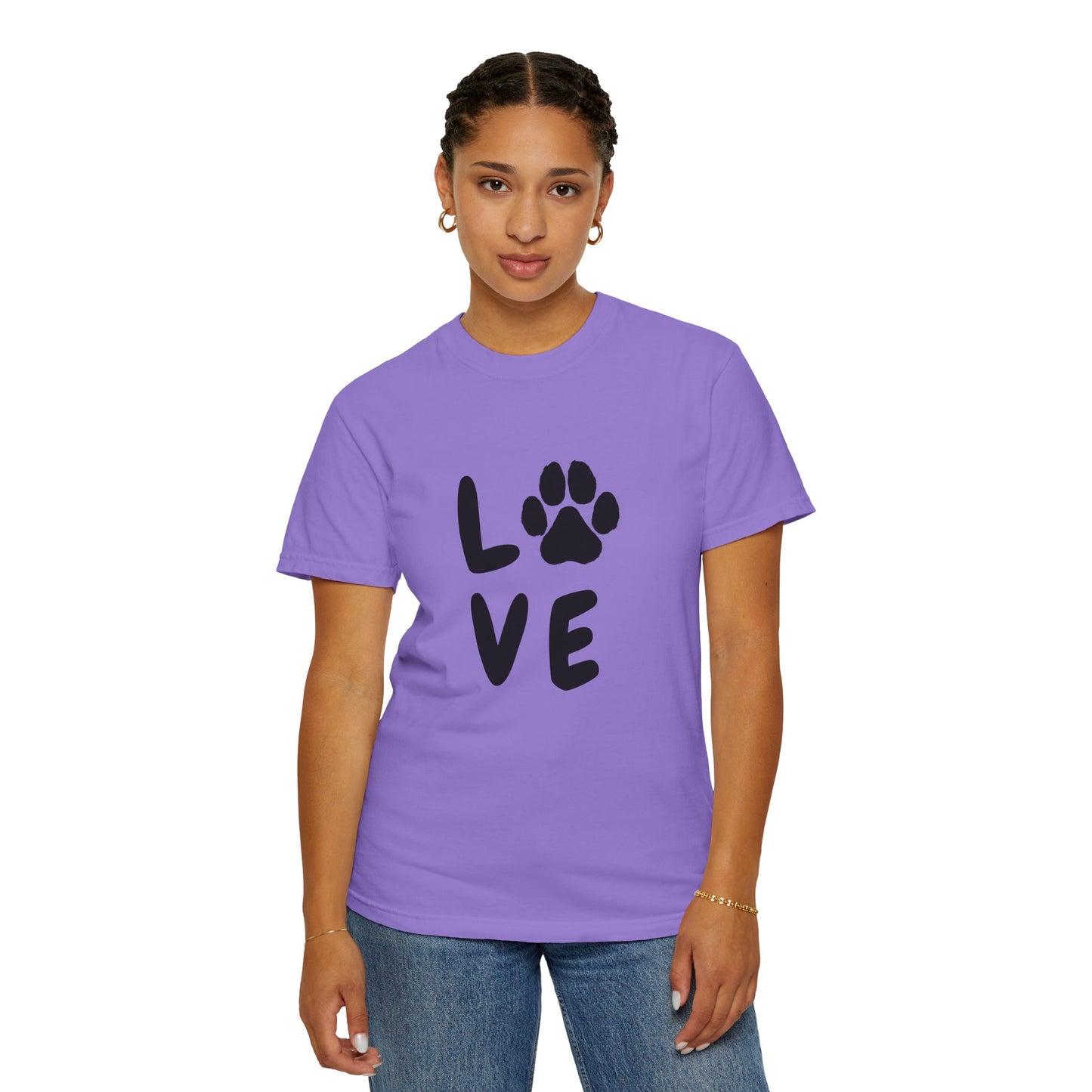 Love and Paw Unisex Garment-Dyed T-Shirt - Perfect for Dog Lovers