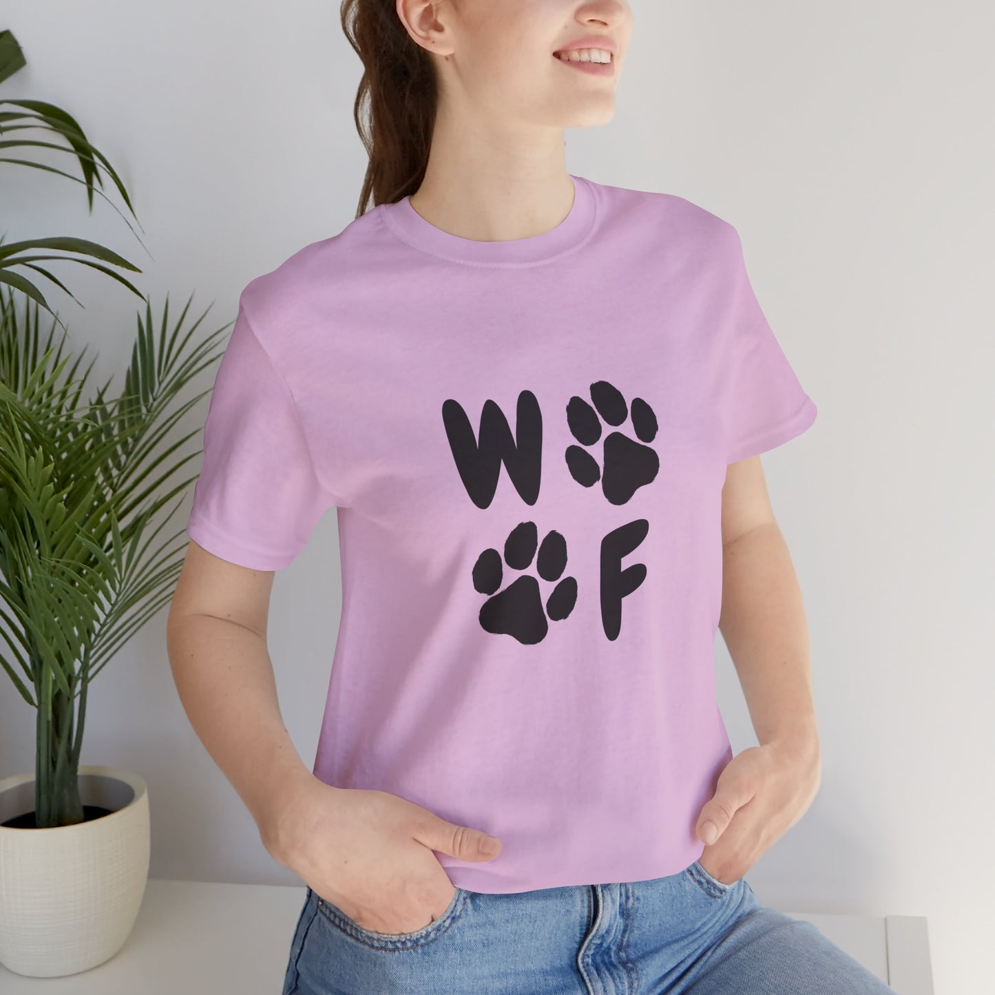 Unisex Dog Lovers Tee - 'WOOF' Graphic Short Sleeve Shirt