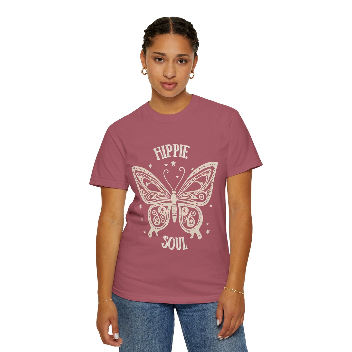 Hippie Soul Unisex Garment-Dyed T-Shirt - Bohemian Butterfly Design