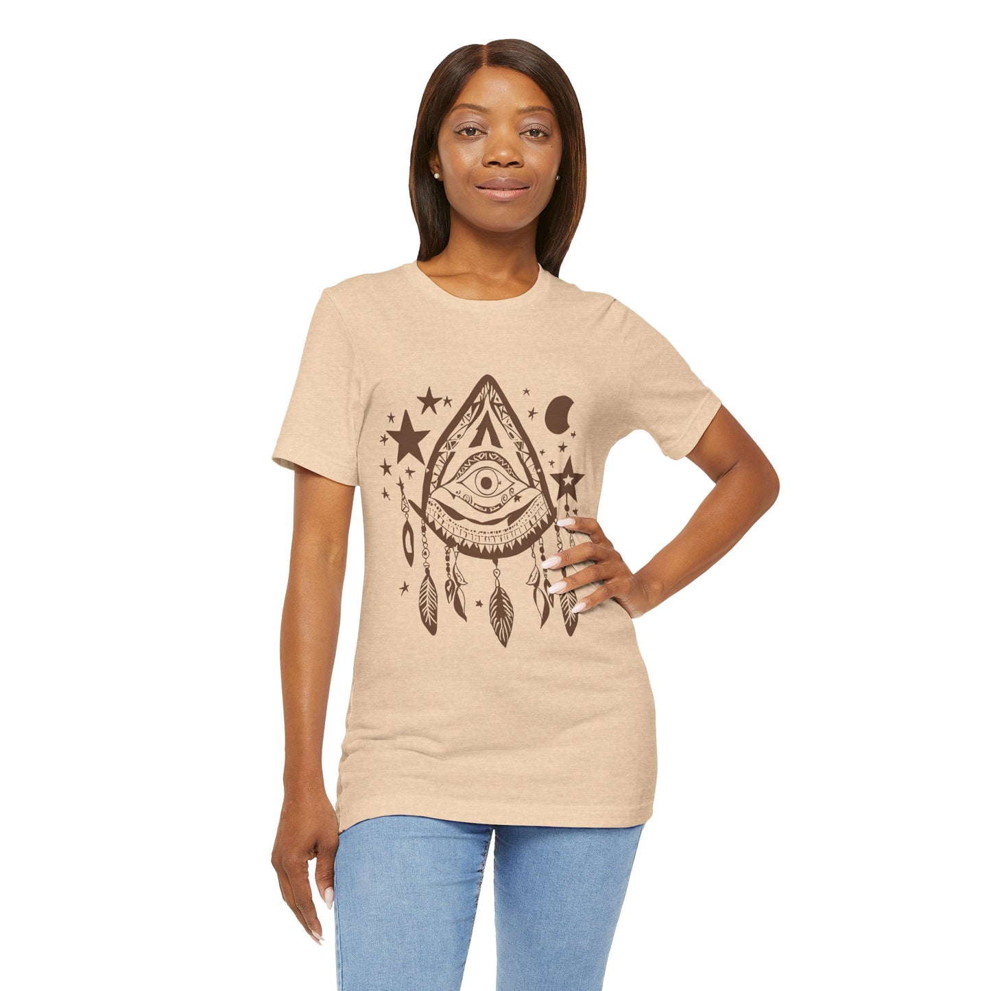 Mystical Boho Graphic Tee - Unisex Jersey Short Sleeve with Eye Design