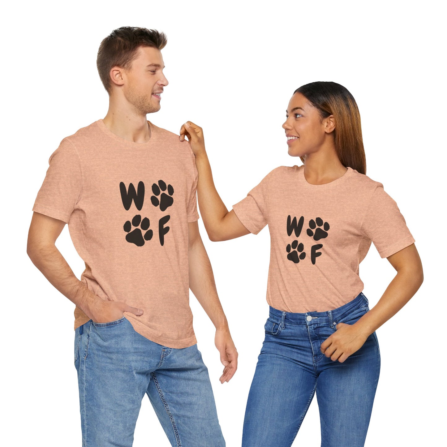 Unisex Dog Lovers Tee - 'WOOF' Graphic Short Sleeve Shirt