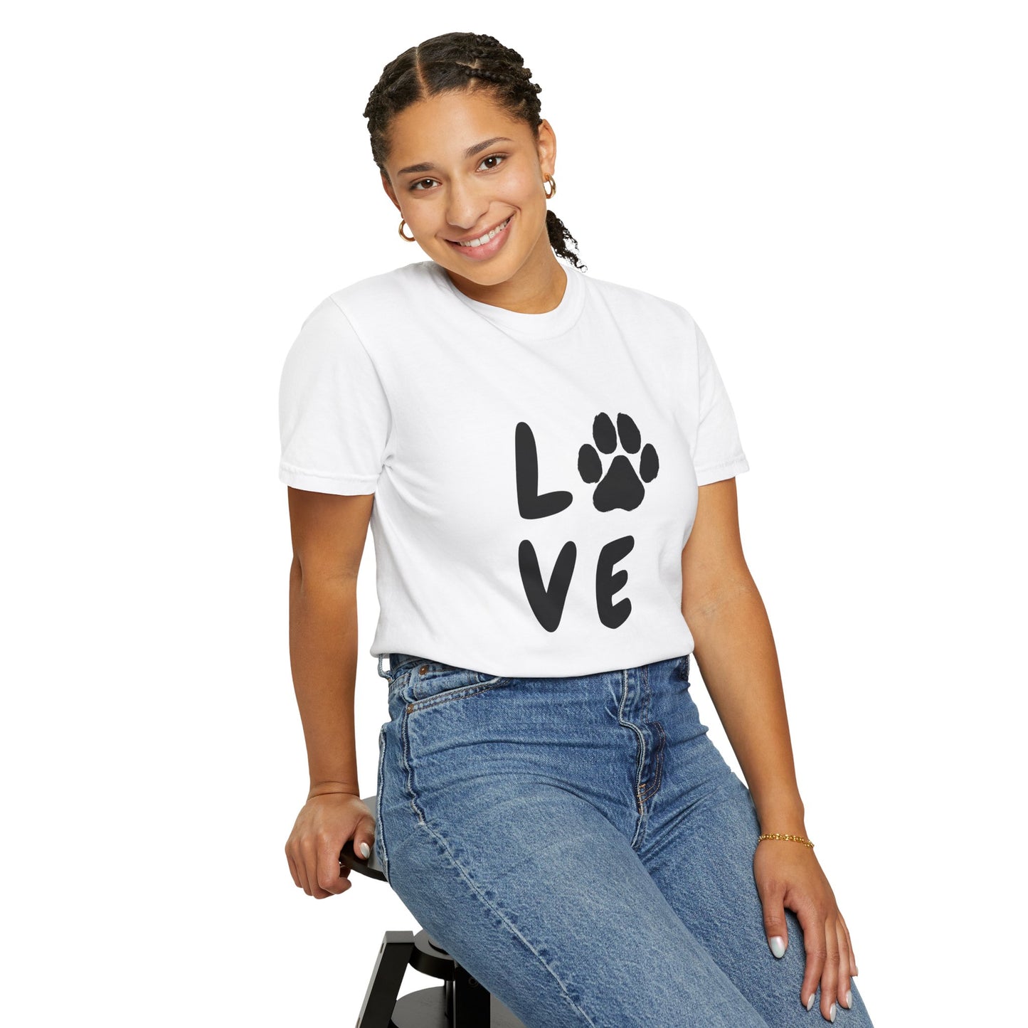 Love and Paw Unisex Garment-Dyed T-Shirt - Perfect for Dog Lovers