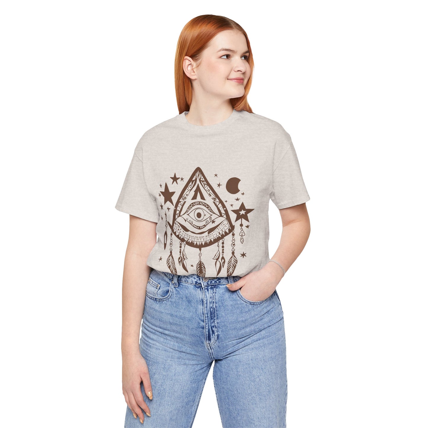 Mystical Boho Graphic Tee - Unisex Jersey Short Sleeve with Eye Design