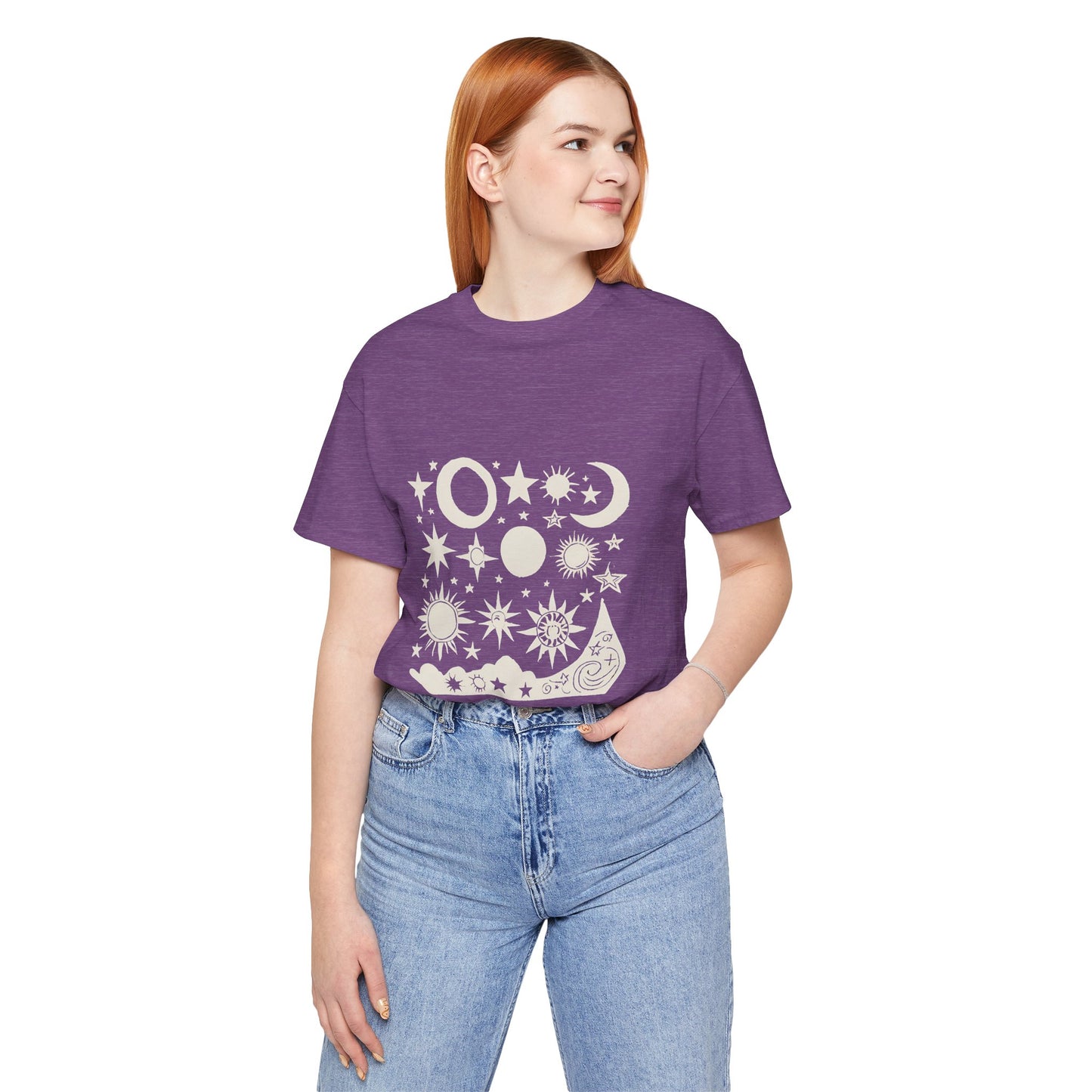 Celestial Vibes Unisex Short Sleeve Tee - Stars and Moons Design