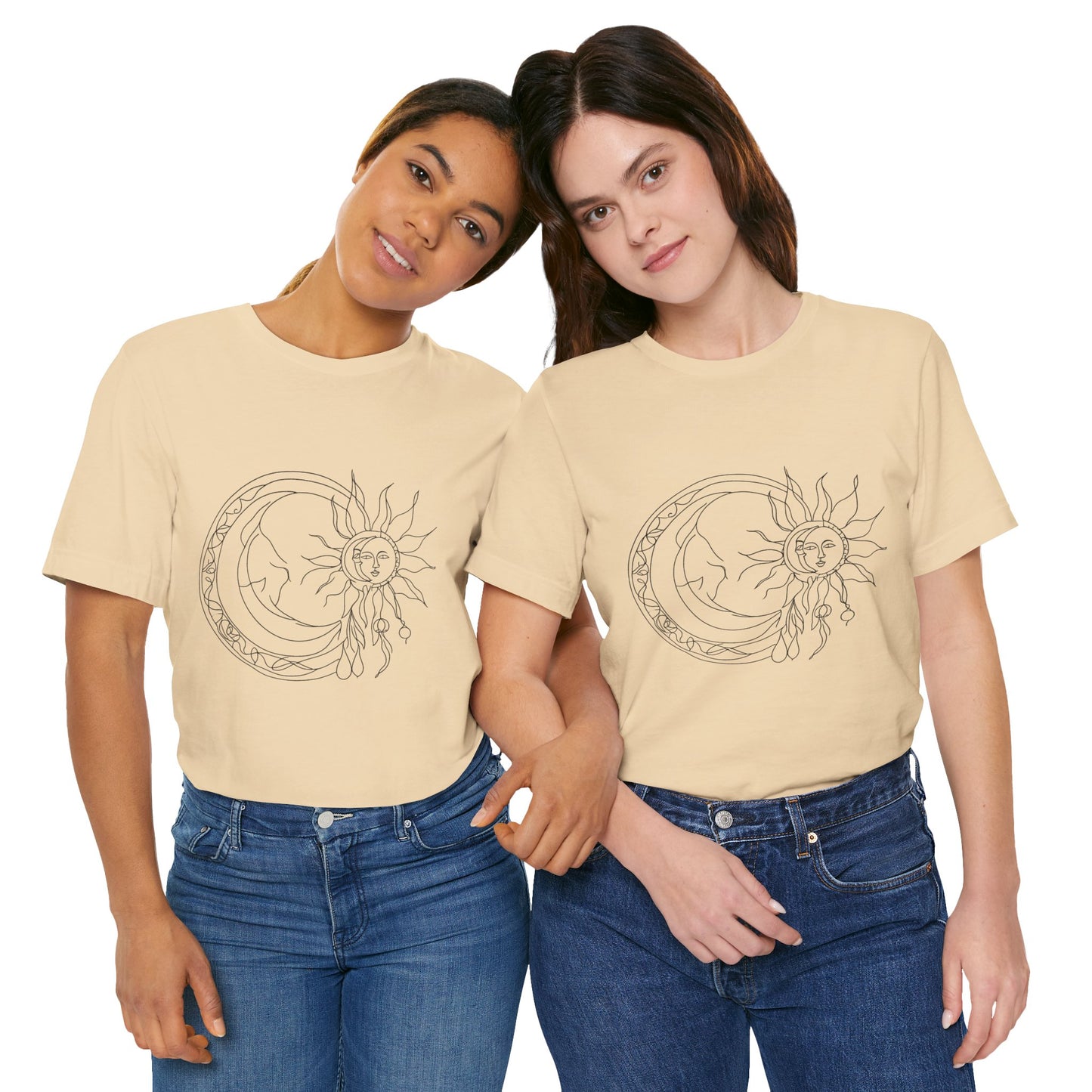 Sun and Moon Graphic Tee - Boho Unisex Jersey Short Sleeve Shirt