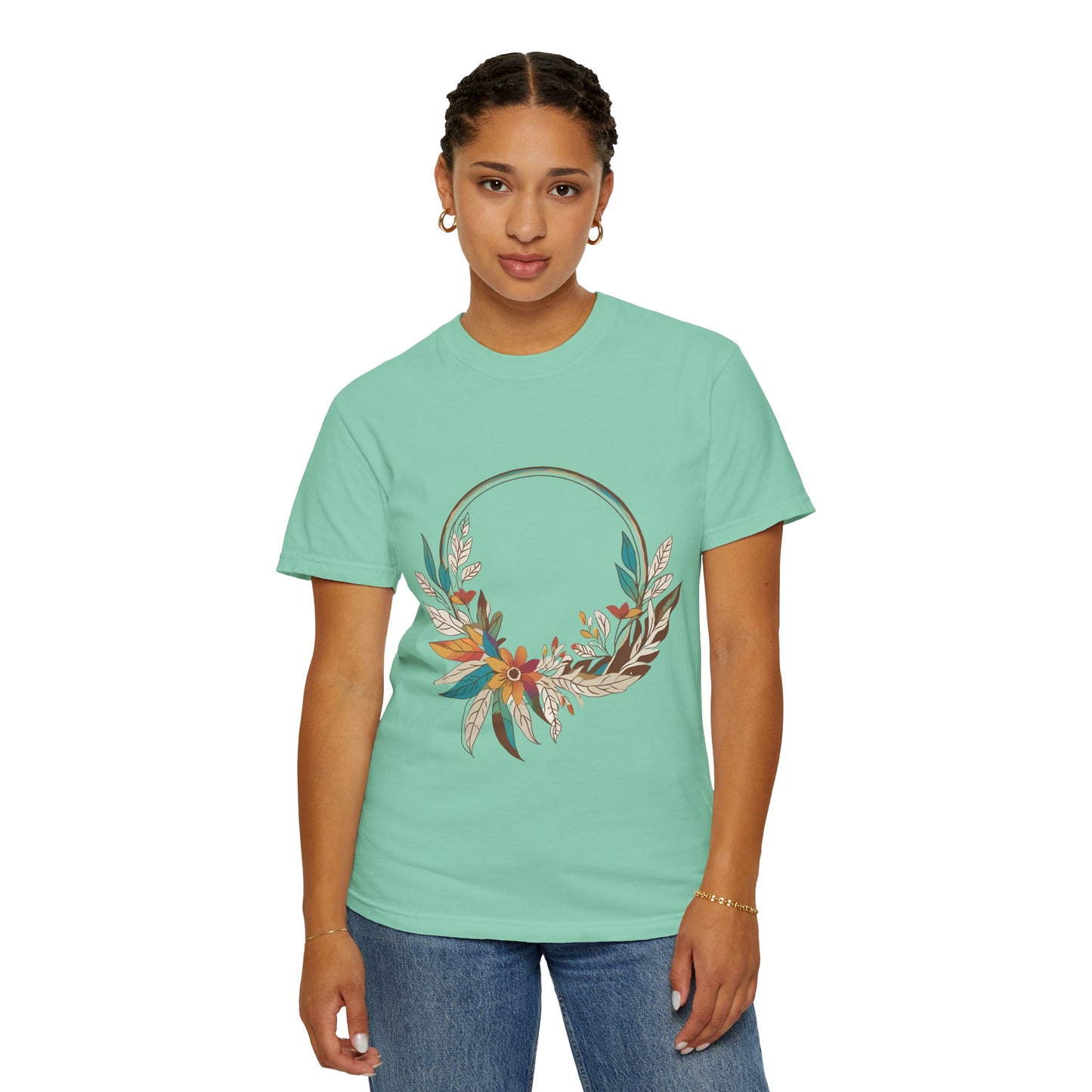 Vintage Floral Unisex T-Shirt - Autumn Wreath Design