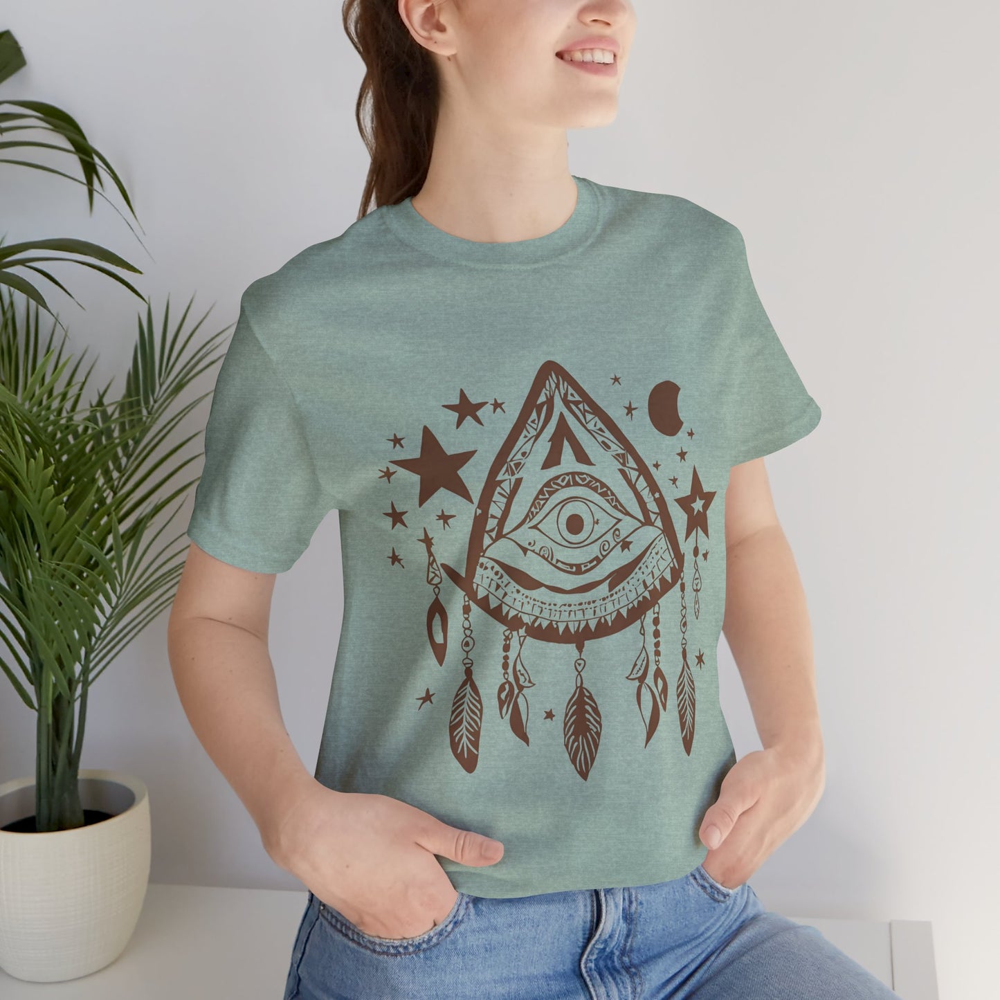 Mystical Boho Graphic Tee - Unisex Jersey Short Sleeve with Eye Design