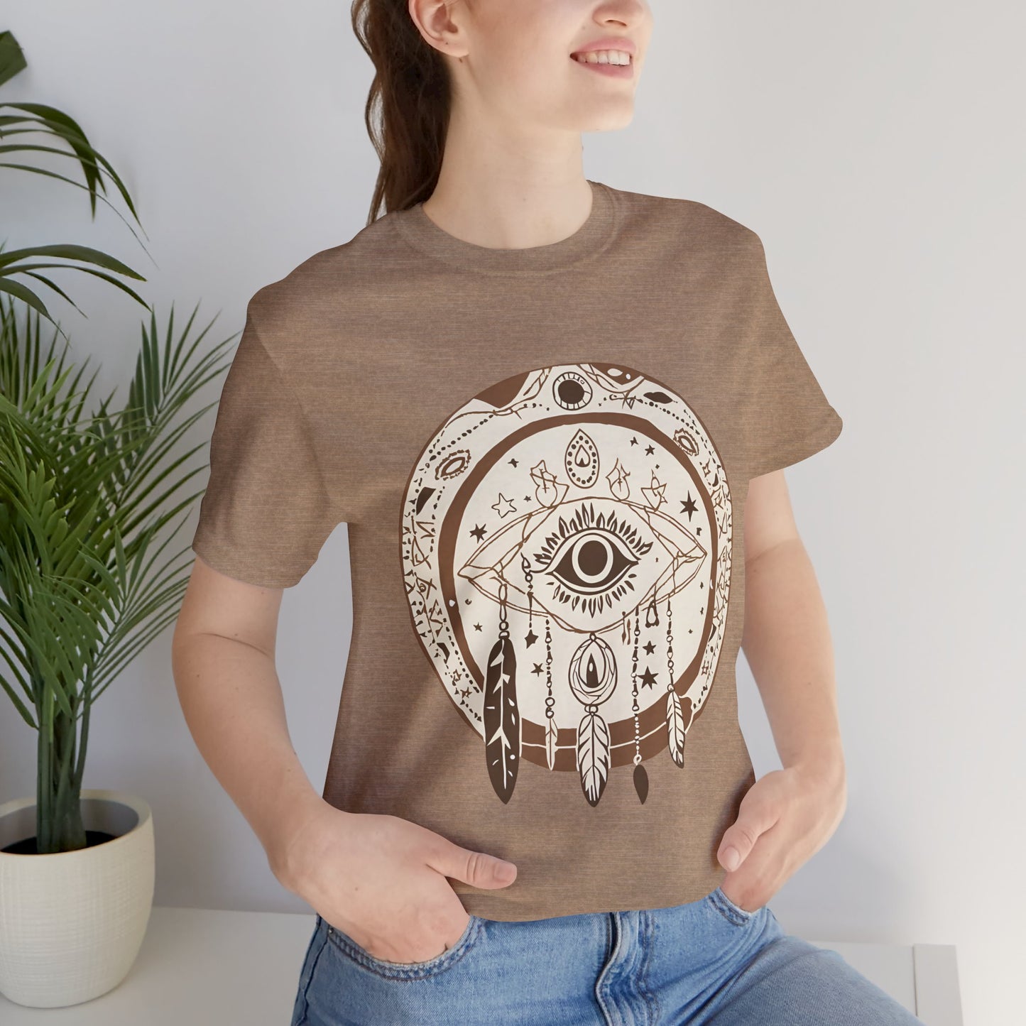 Bohemian Dreamcatcher Unisex Tee - Relaxed Graphic Short Sleeve Shirt for Festival Lovers