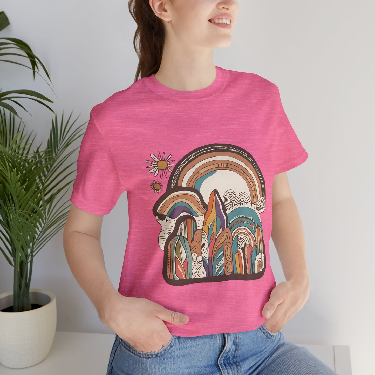 Retro Rainbow Short Sleeve Tee | Boho Aesthetic Unisex T-Shirt