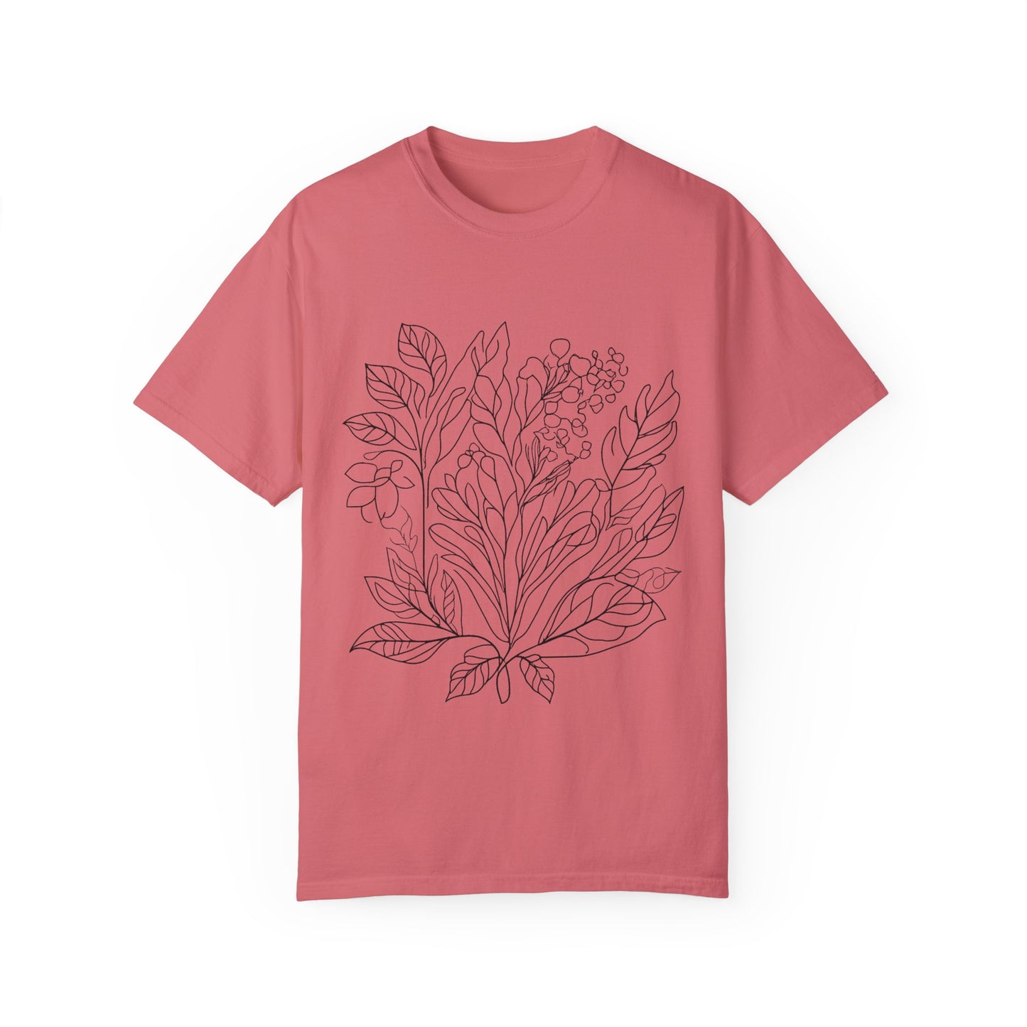 Botanical Line Art Unisex T-Shirt - Eco-Friendly Floral Design