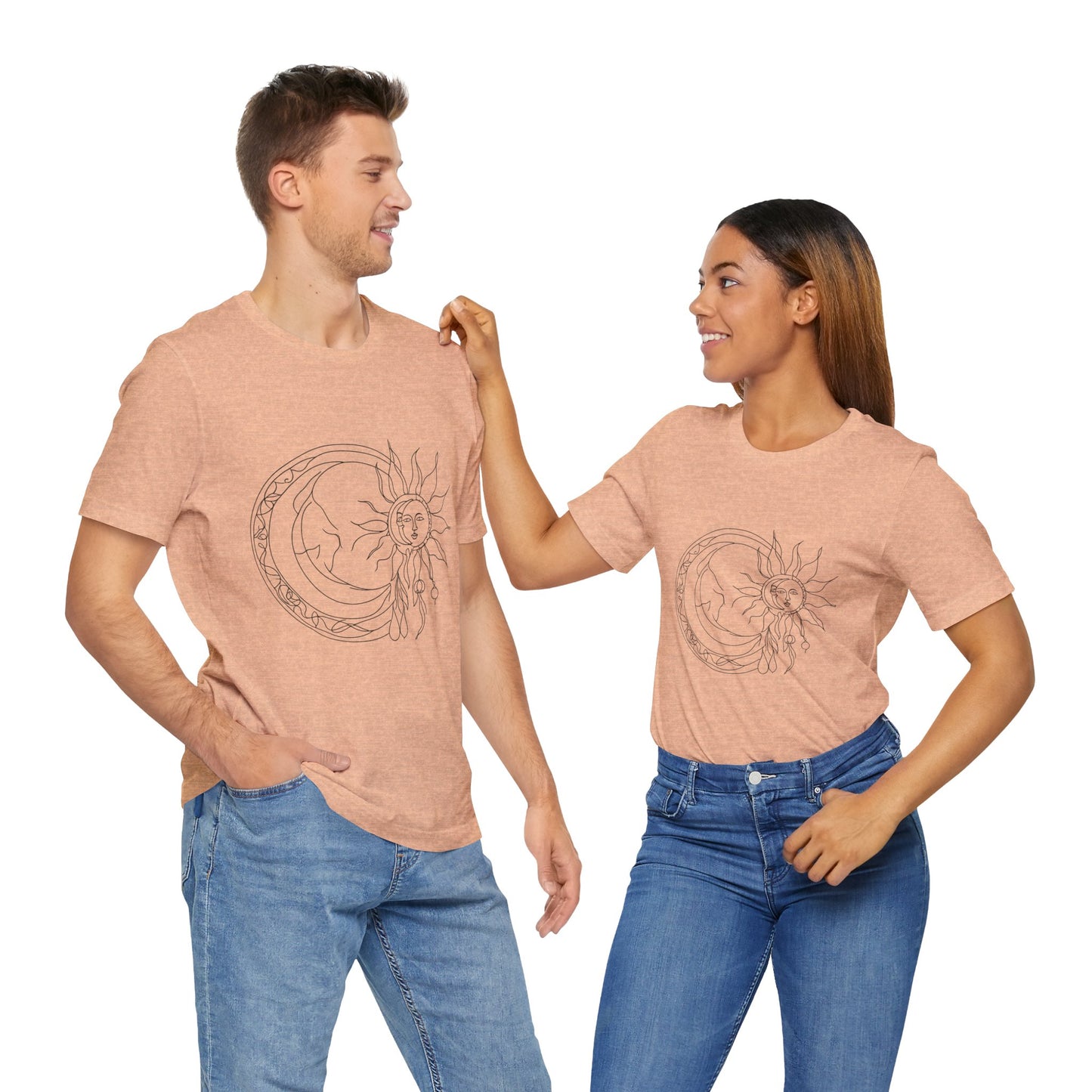 Sun and Moon Graphic Tee - Boho Unisex Jersey Short Sleeve Shirt