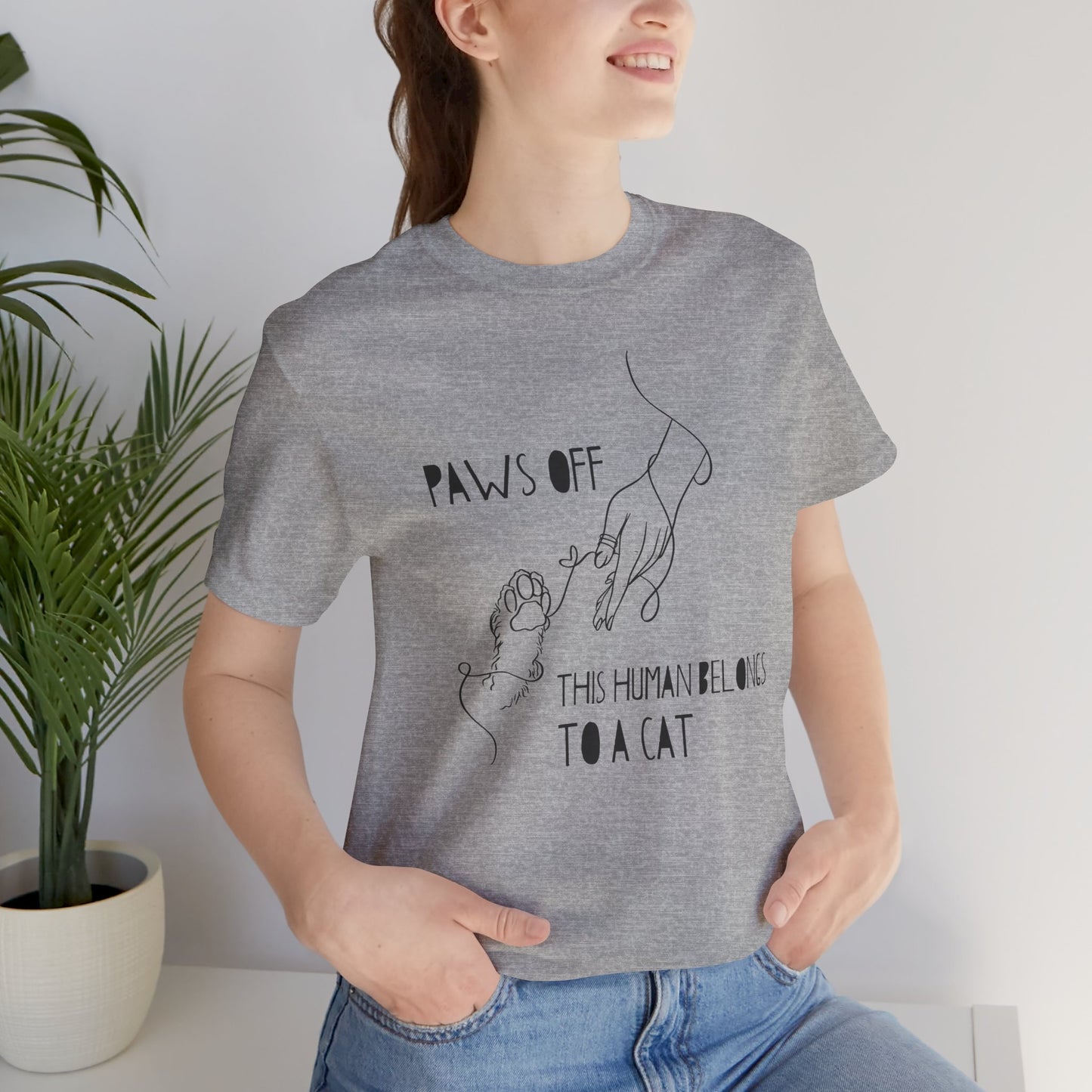 Cat Lover Unisex Jersey Tee - 'Paws Off This Human Belongs to a Cat'