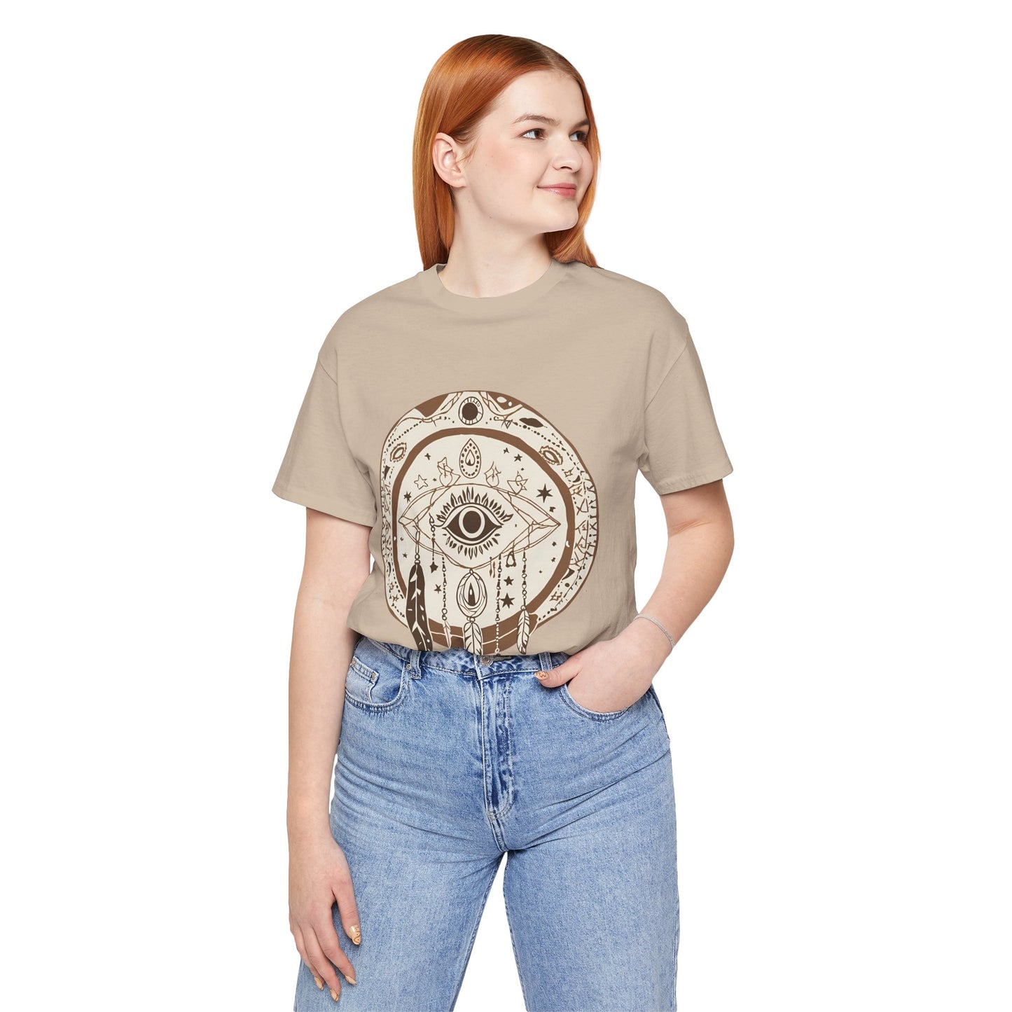 Bohemian Dreamcatcher Unisex Tee - Relaxed Graphic Short Sleeve Shirt for Festival Lovers