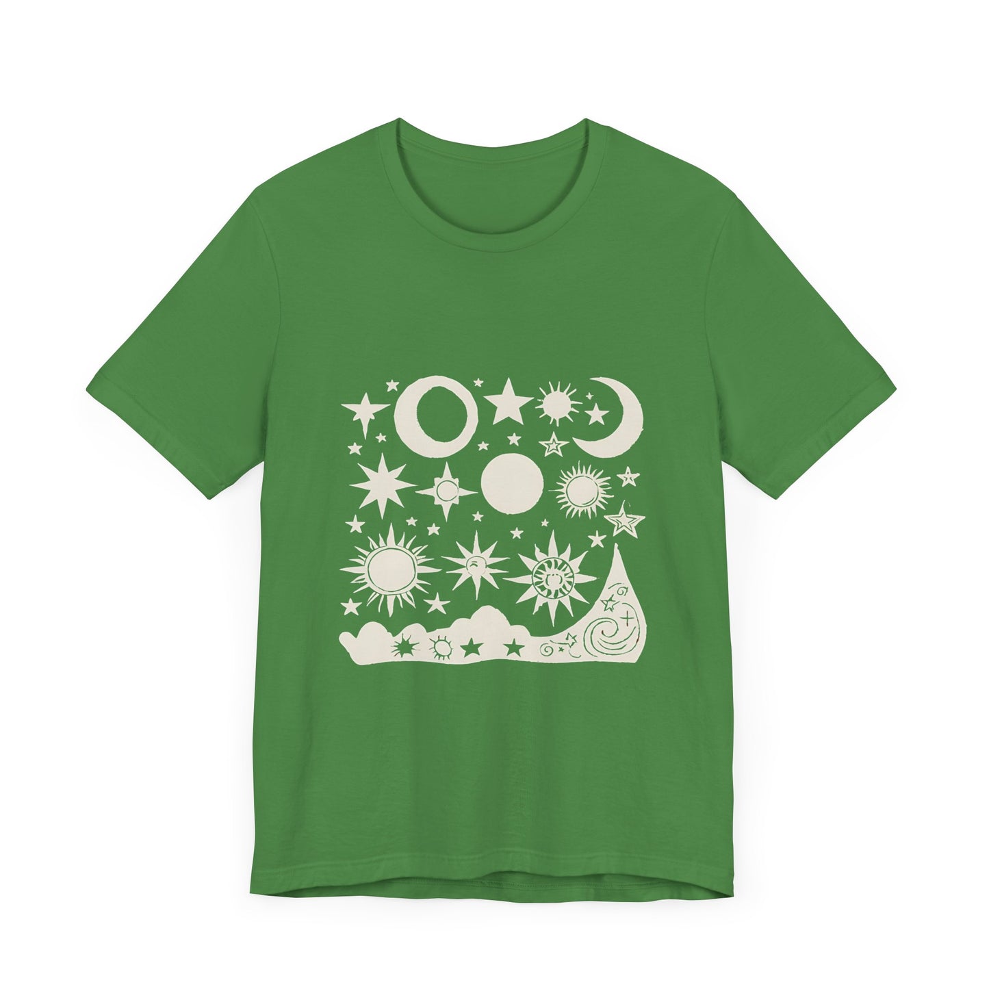 Celestial Vibes Unisex Short Sleeve Tee - Stars and Moons Design