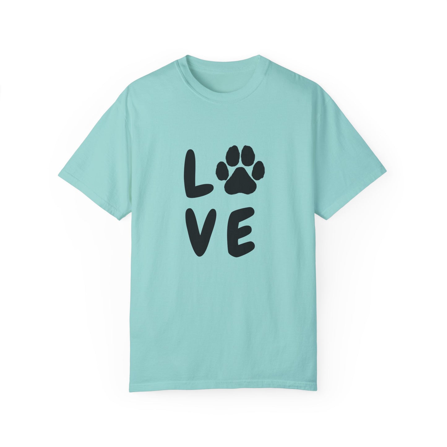 Love and Paw Unisex Garment-Dyed T-Shirt - Perfect for Dog Lovers