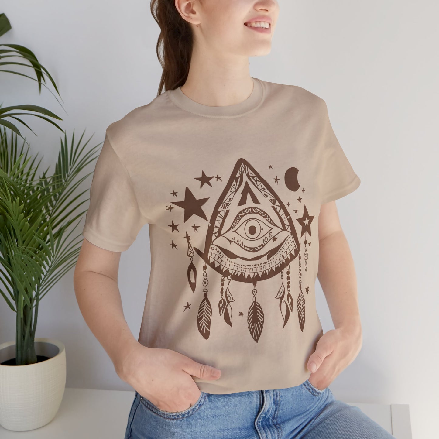 Mystical Boho Graphic Tee - Unisex Jersey Short Sleeve with Eye Design