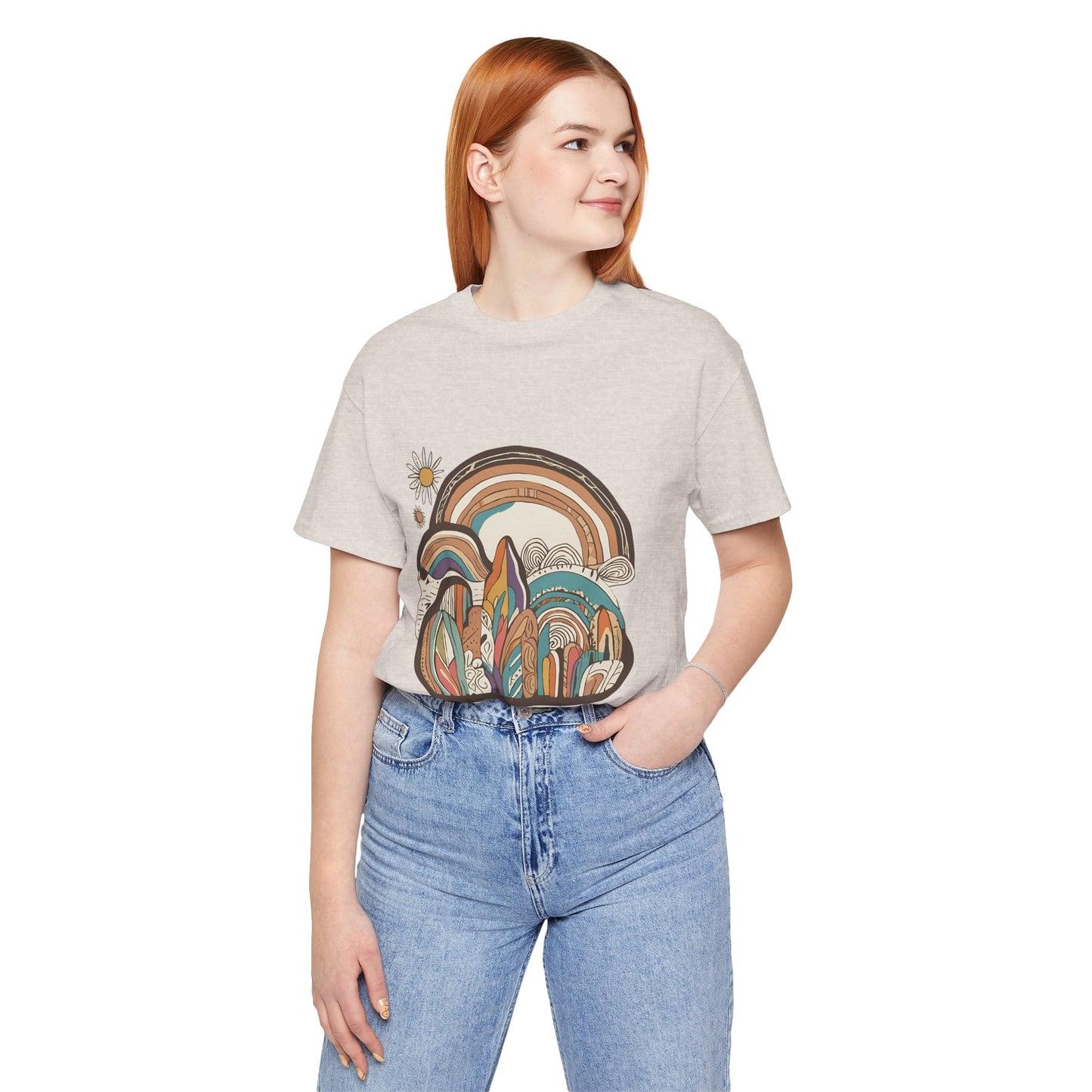 Retro Rainbow Short Sleeve Tee | Boho Aesthetic Unisex T-Shirt