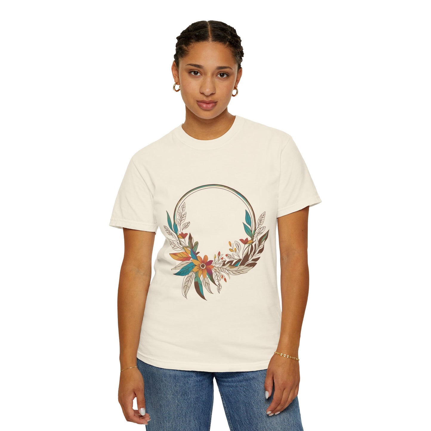 Vintage Floral Unisex T-Shirt - Autumn Wreath Design