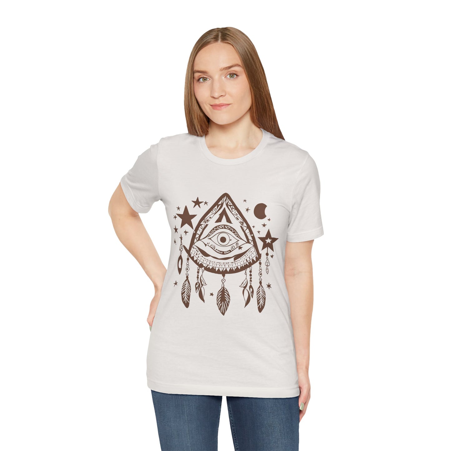 Mystical Boho Graphic Tee - Unisex Jersey Short Sleeve with Eye Design