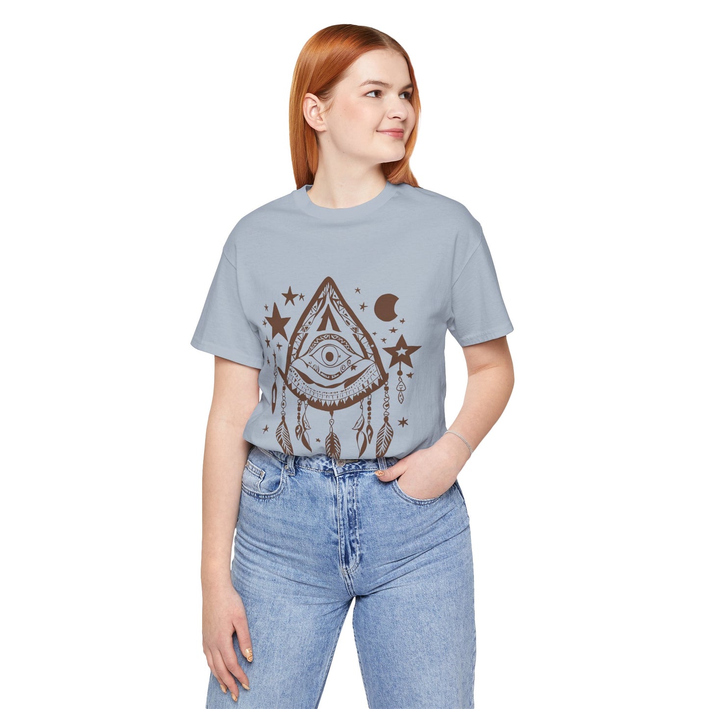 Mystical Boho Graphic Tee - Unisex Jersey Short Sleeve with Eye Design