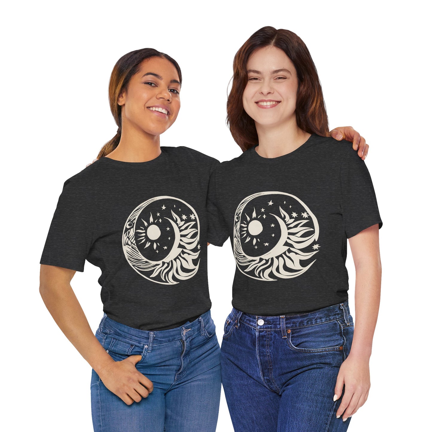 Bohemian Sun and Moon Graphic Tee - Unisex Jersey Short Sleeve