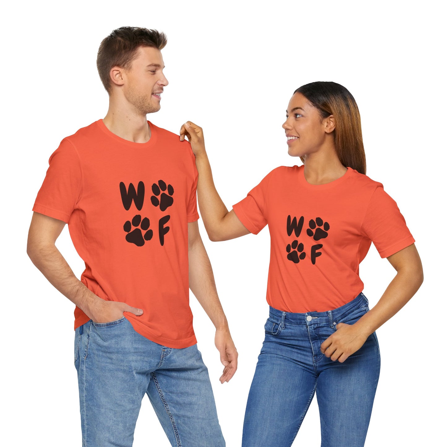 Unisex Dog Lovers Tee - 'WOOF' Graphic Short Sleeve Shirt