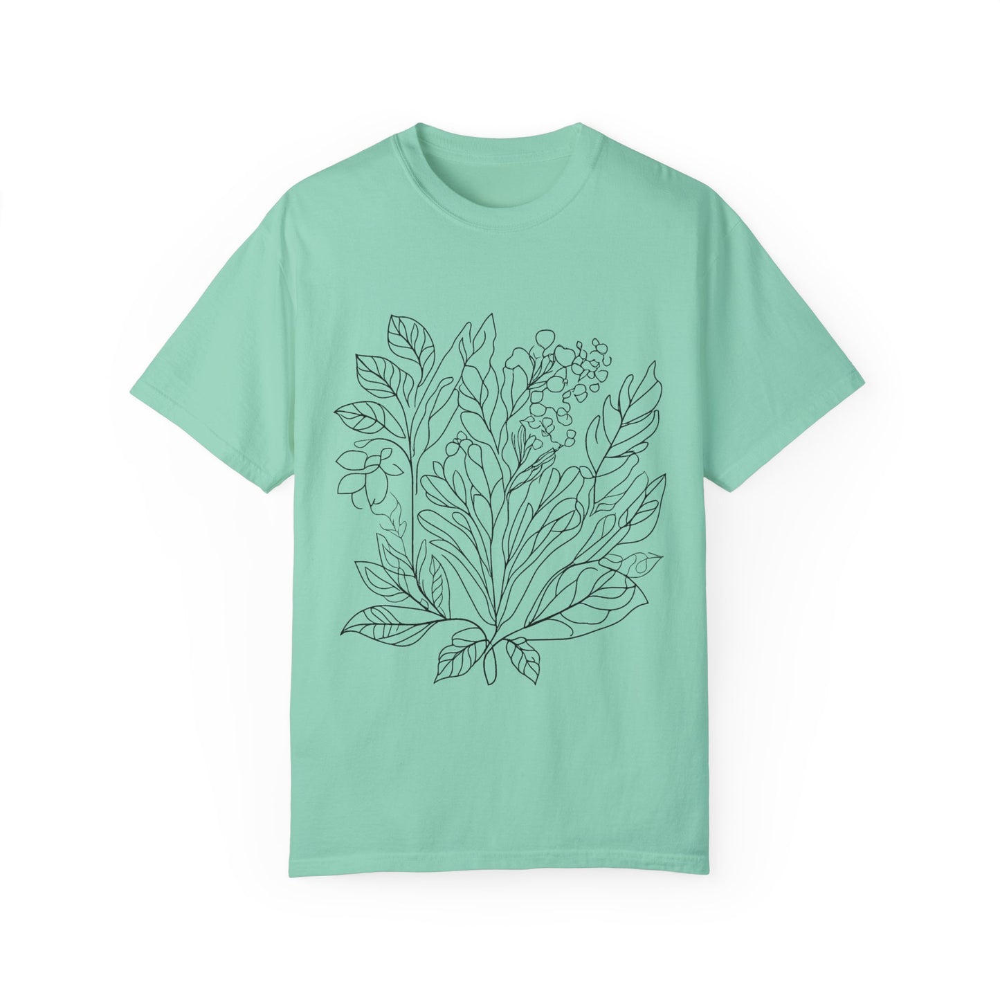 Botanical Line Art Unisex T-Shirt - Eco-Friendly Floral Design