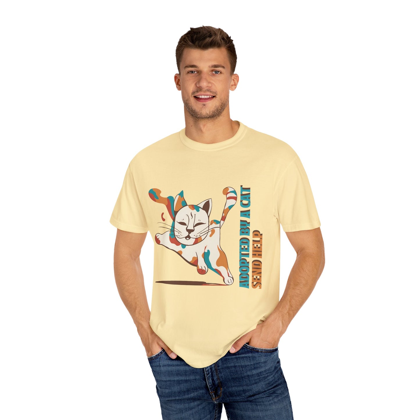 Adopted by a Cat Unisex Garment-Dyed T-Shirt - Cute Cat Lover Gift