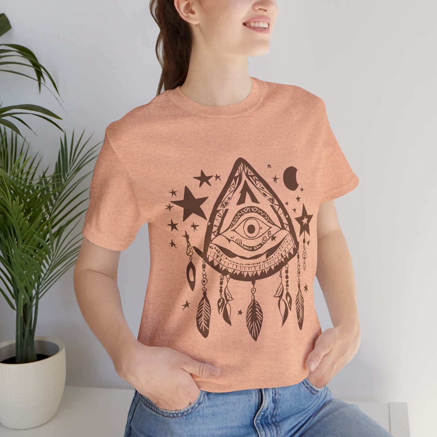 Mystical Boho Graphic Tee - Unisex Jersey Short Sleeve with Eye Design