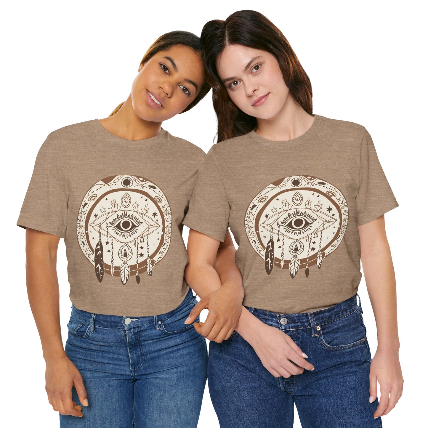 Bohemian Dreamcatcher Unisex Tee - Relaxed Graphic Short Sleeve Shirt for Festival Lovers