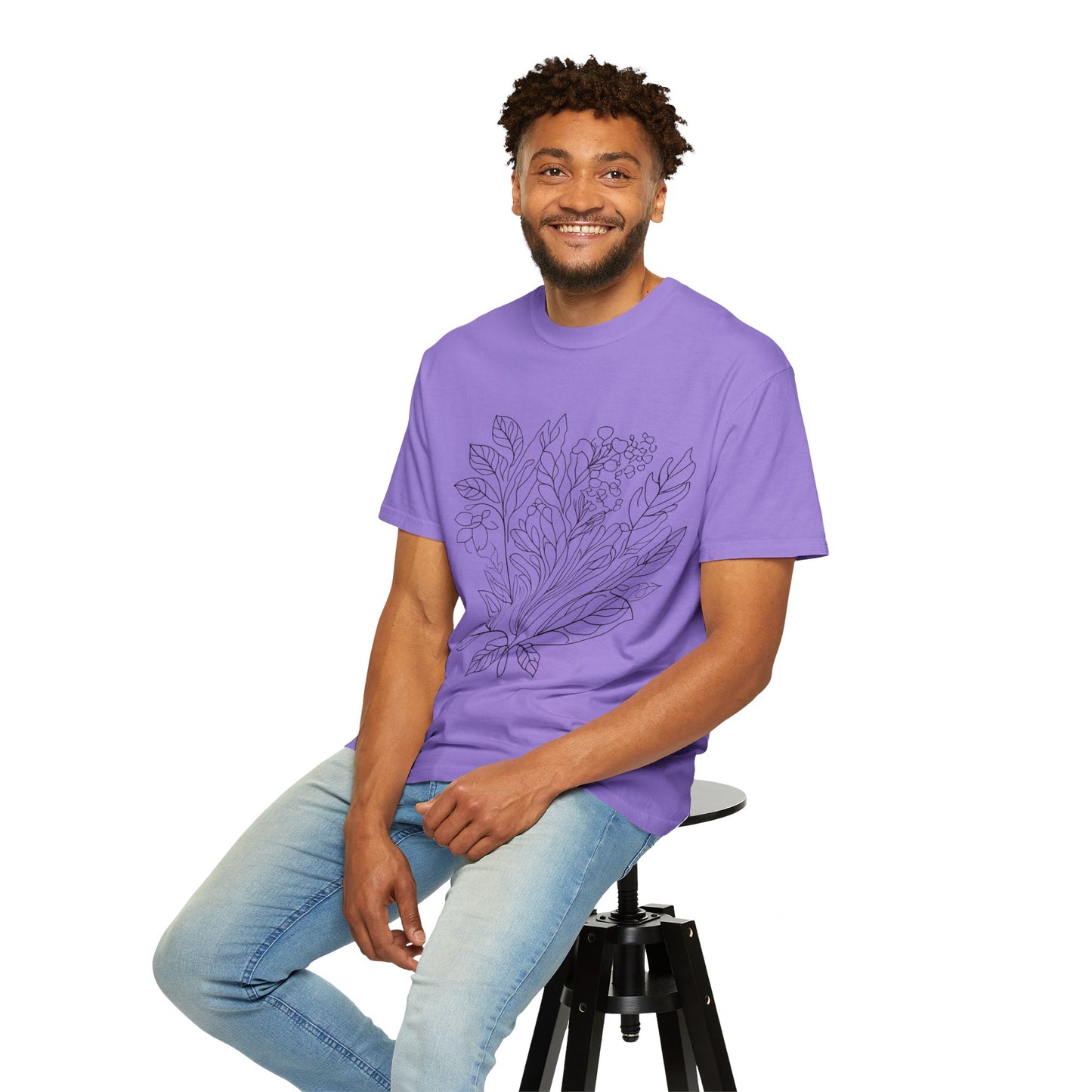 Botanical Line Art Unisex T-Shirt - Eco-Friendly Floral Design