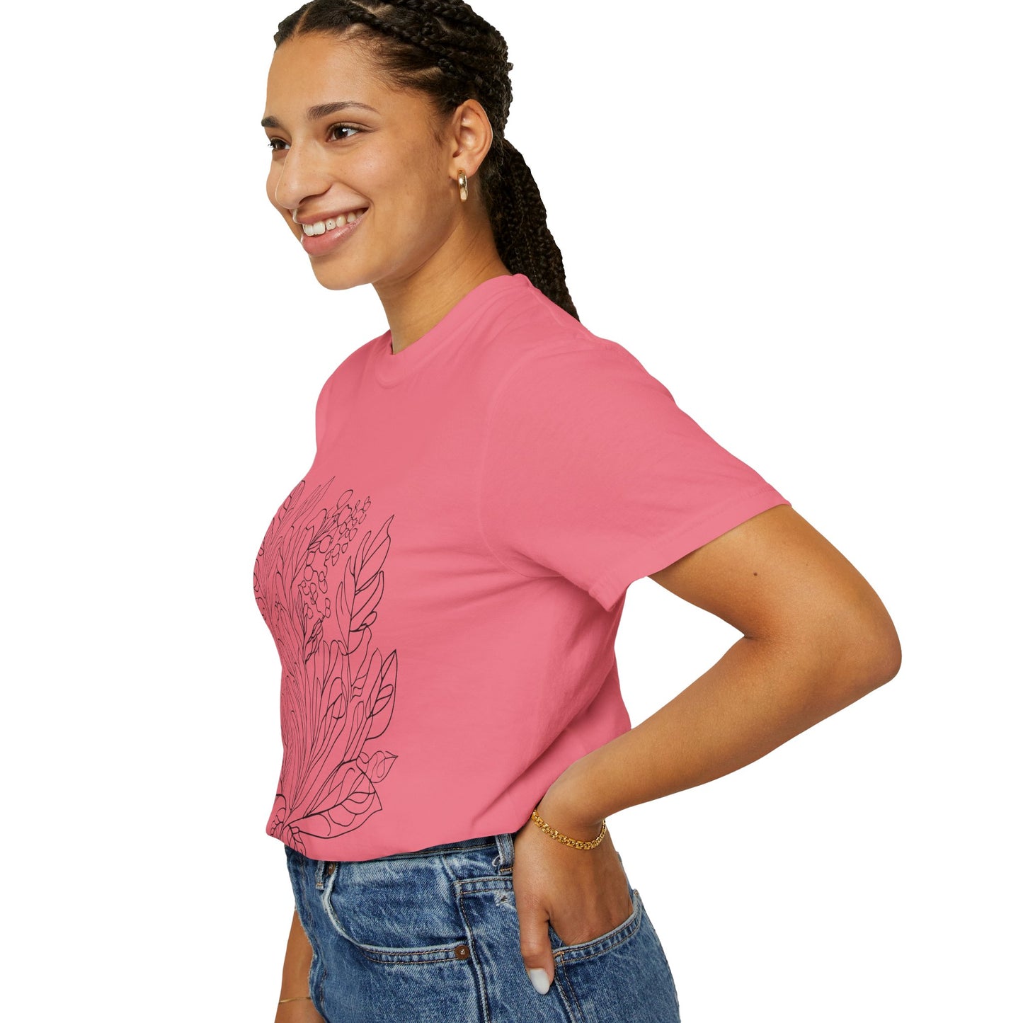 Botanical Line Art Unisex T-Shirt - Eco-Friendly Floral Design