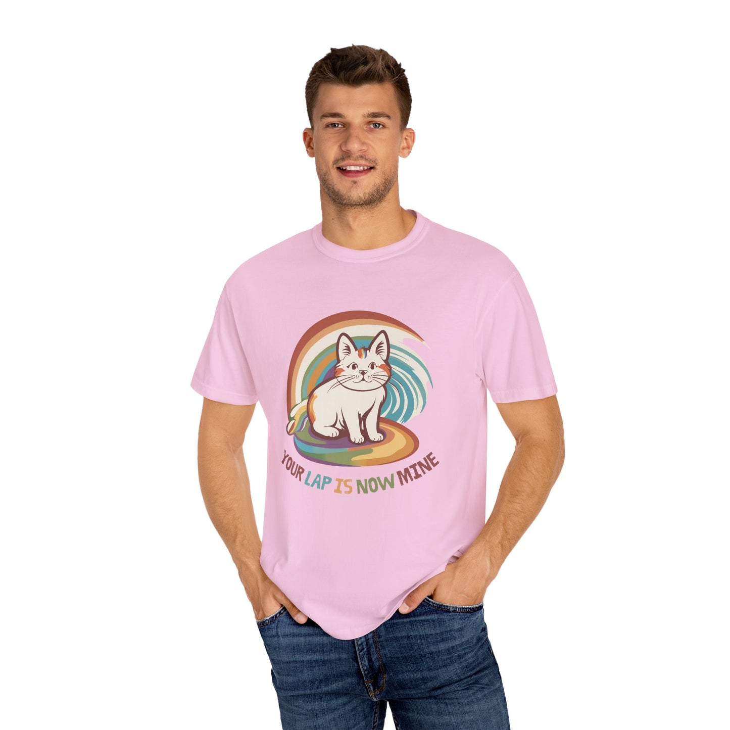 Cute Cat Lap Design Unisex T-Shirt – Perfect for Cat Lovers