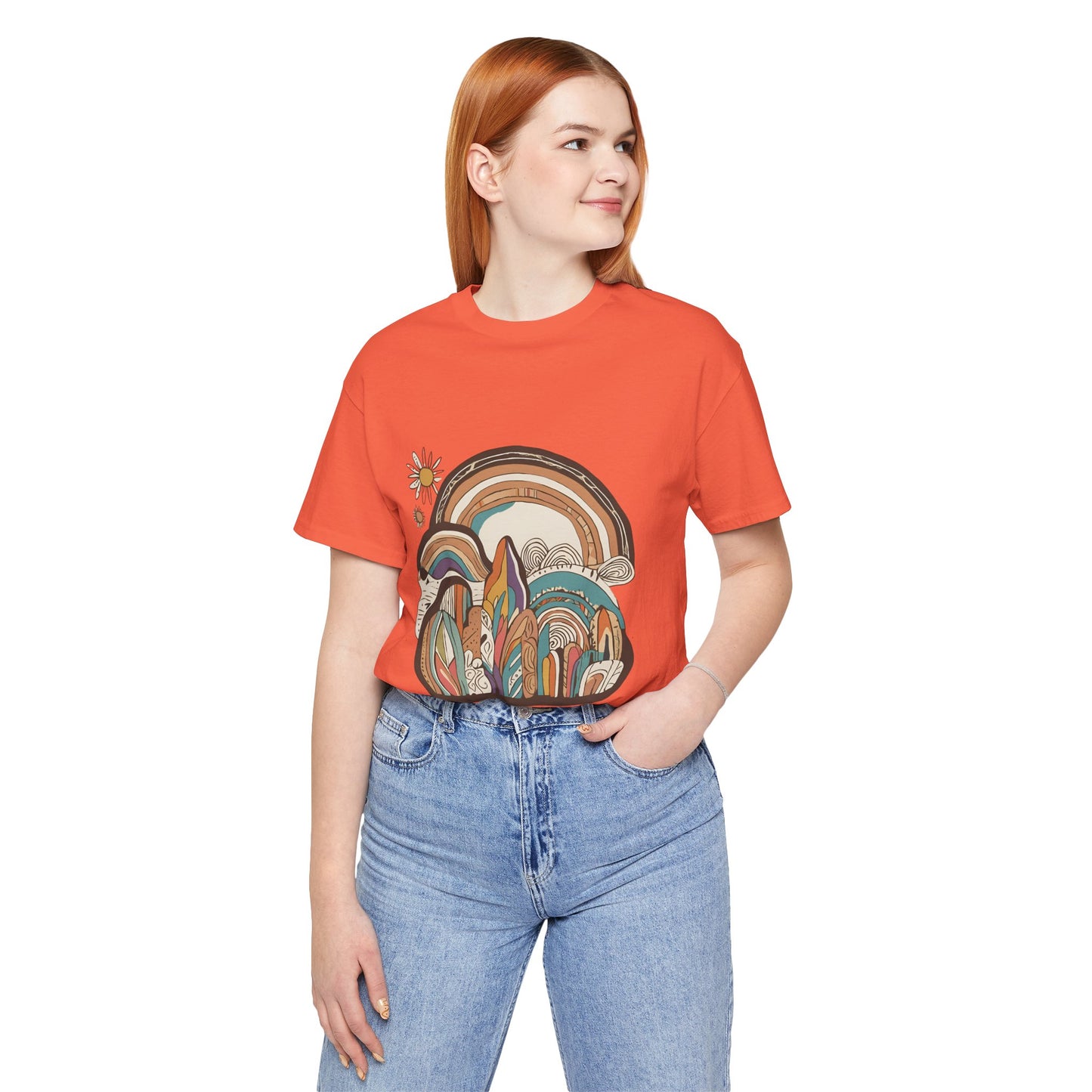 Retro Rainbow Short Sleeve Tee | Boho Aesthetic Unisex T-Shirt