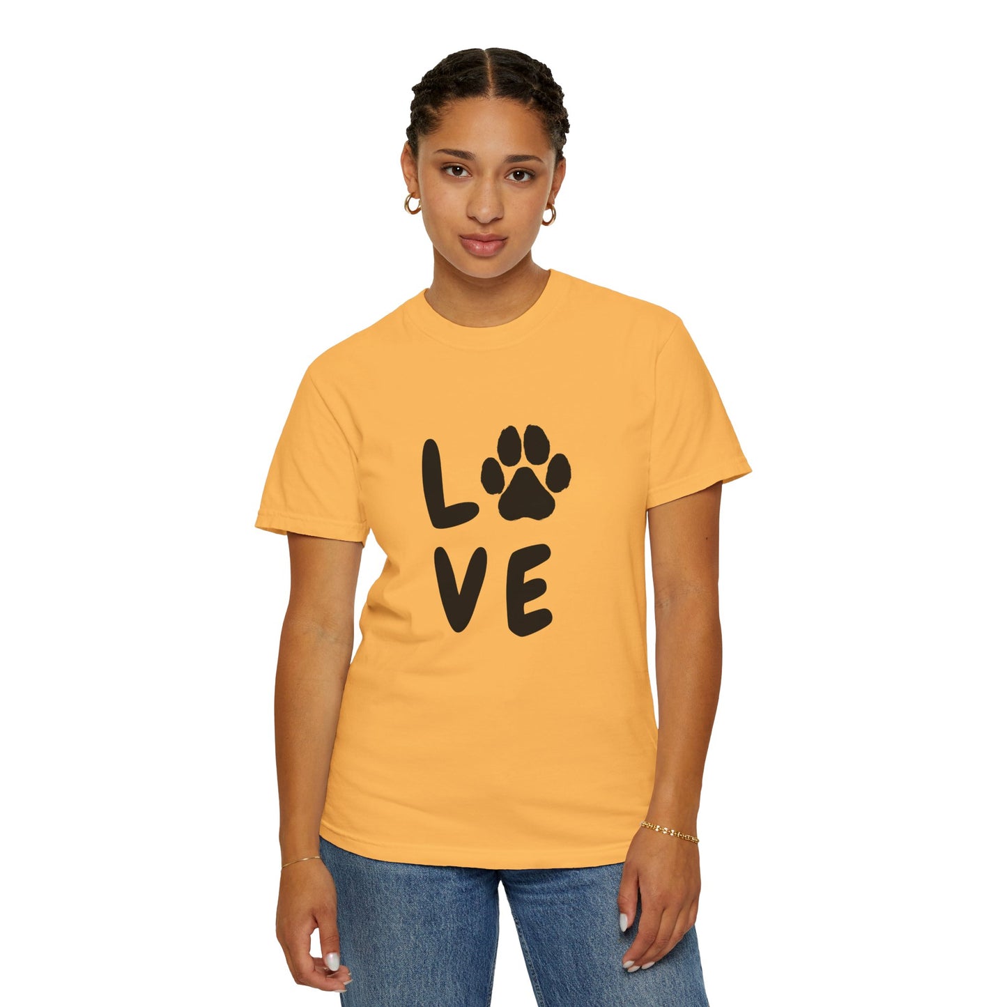 Love and Paw Unisex Garment-Dyed T-Shirt - Perfect for Dog Lovers