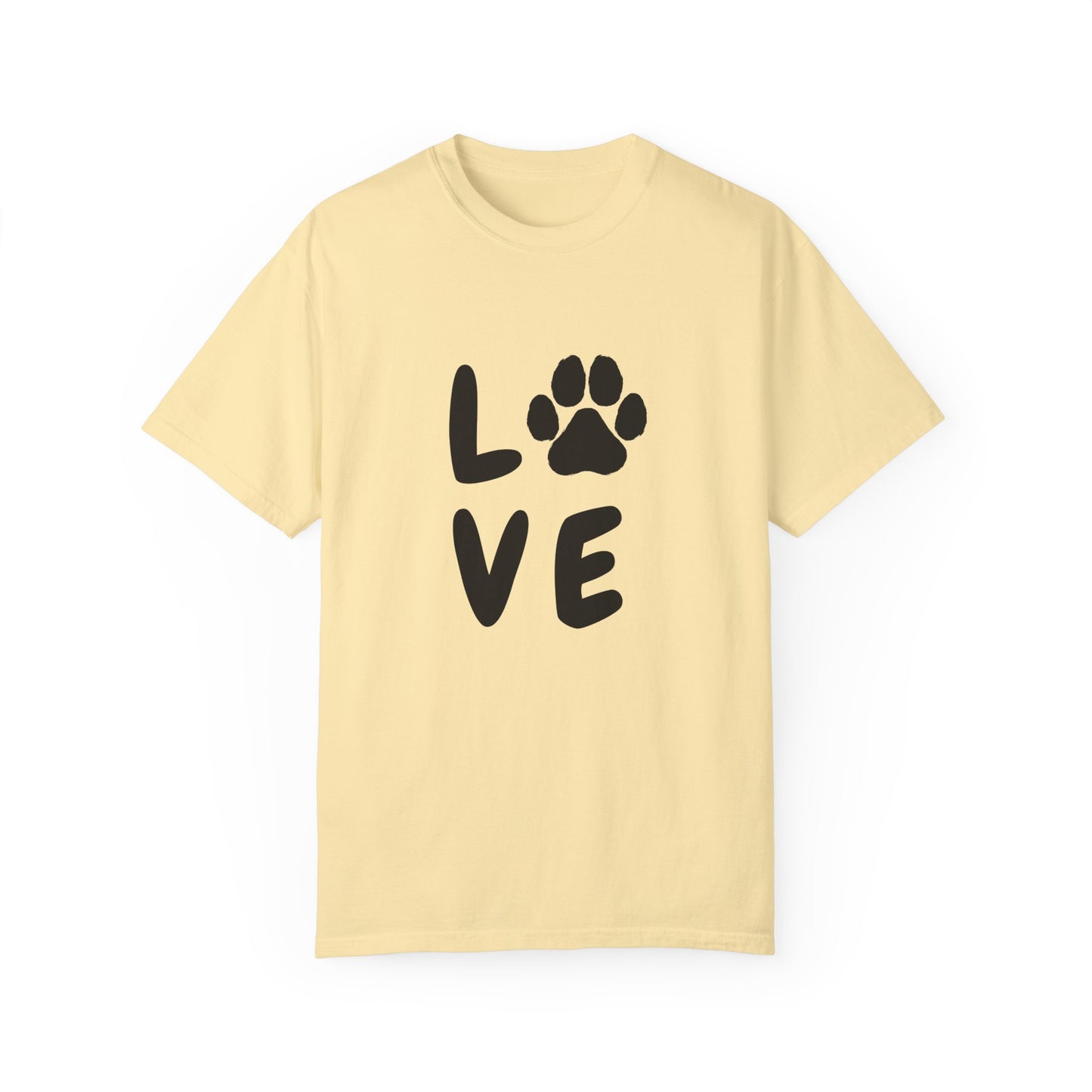 Love and Paw Unisex Garment-Dyed T-Shirt - Perfect for Dog Lovers