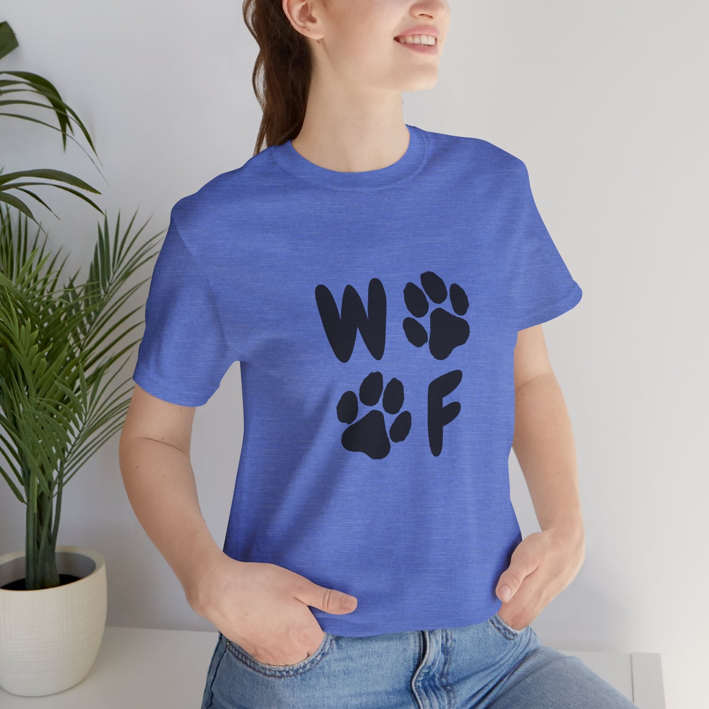 Unisex Dog Lovers Tee - 'WOOF' Graphic Short Sleeve Shirt